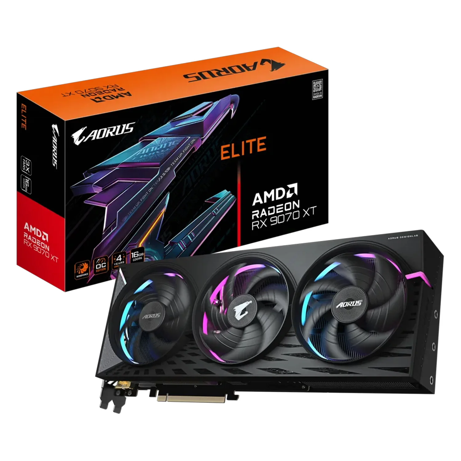 Placa de Video Gigabyte Aorus Elite AMD Radeon RX 9070XT 16GB GDDR6 - GV-R9070XTAORUS E-16GD