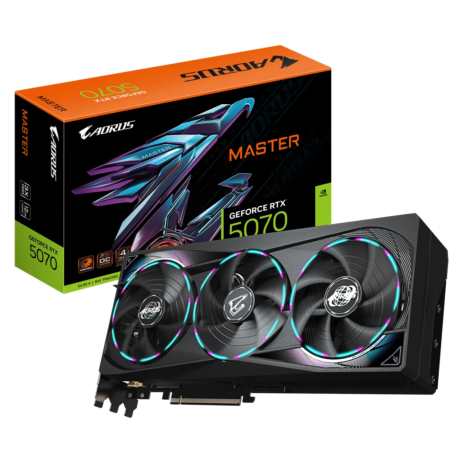 Placa de Vídeo Gigabyte Aorus NVIDIA GeForce RTX 5070 Master 12GB GDDR7 - GV-N5070AORUS M-12GD