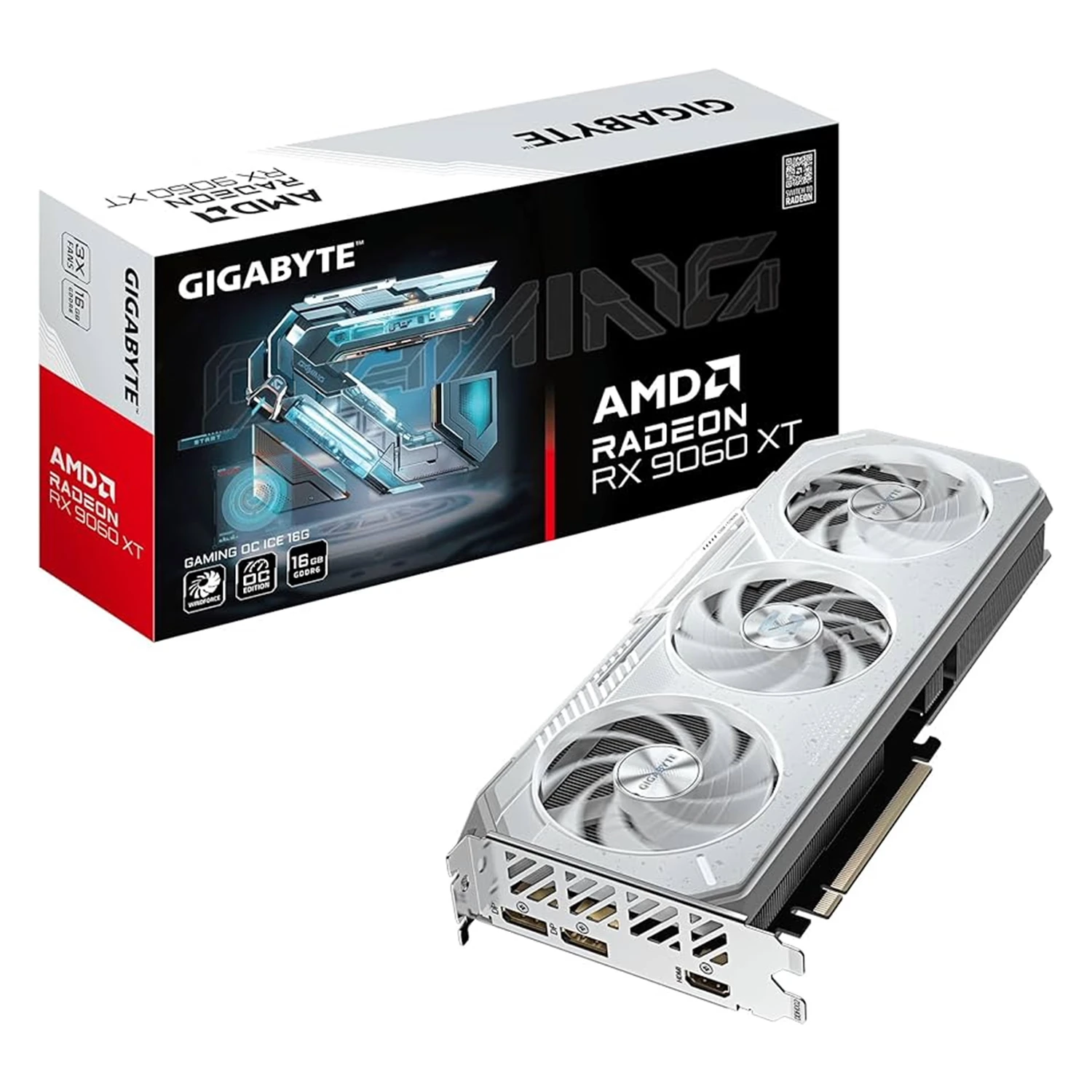 Placa de Vídeo Gigabyte Gaming OC ICE AMD Radeon RX-9060XT 16GB GDDR6 - GV-R906XGAMINGOCICE-16