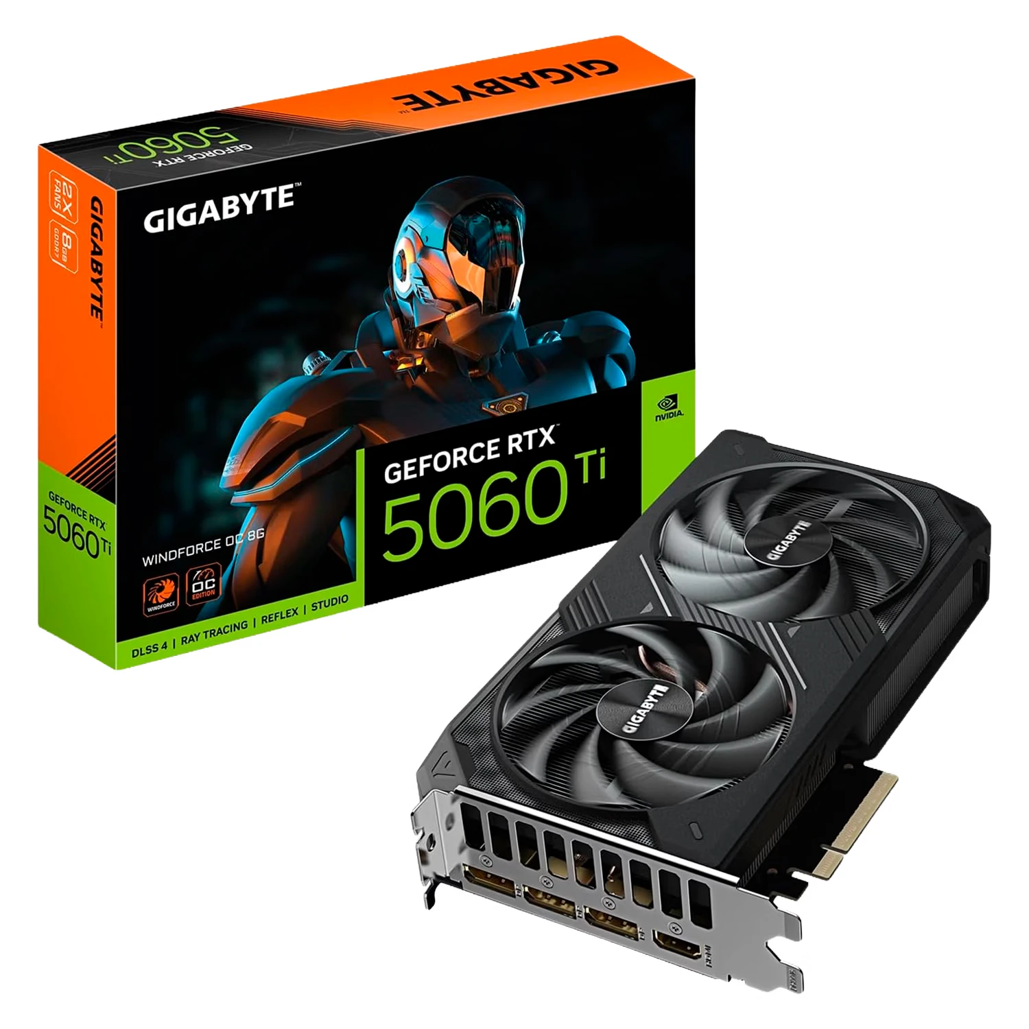 Placa de Vídeo Gigabyte Windforce OC GeForce RTX-5060Ti 8GB GDDR7 - GV-N506TWF2-OC-8GD