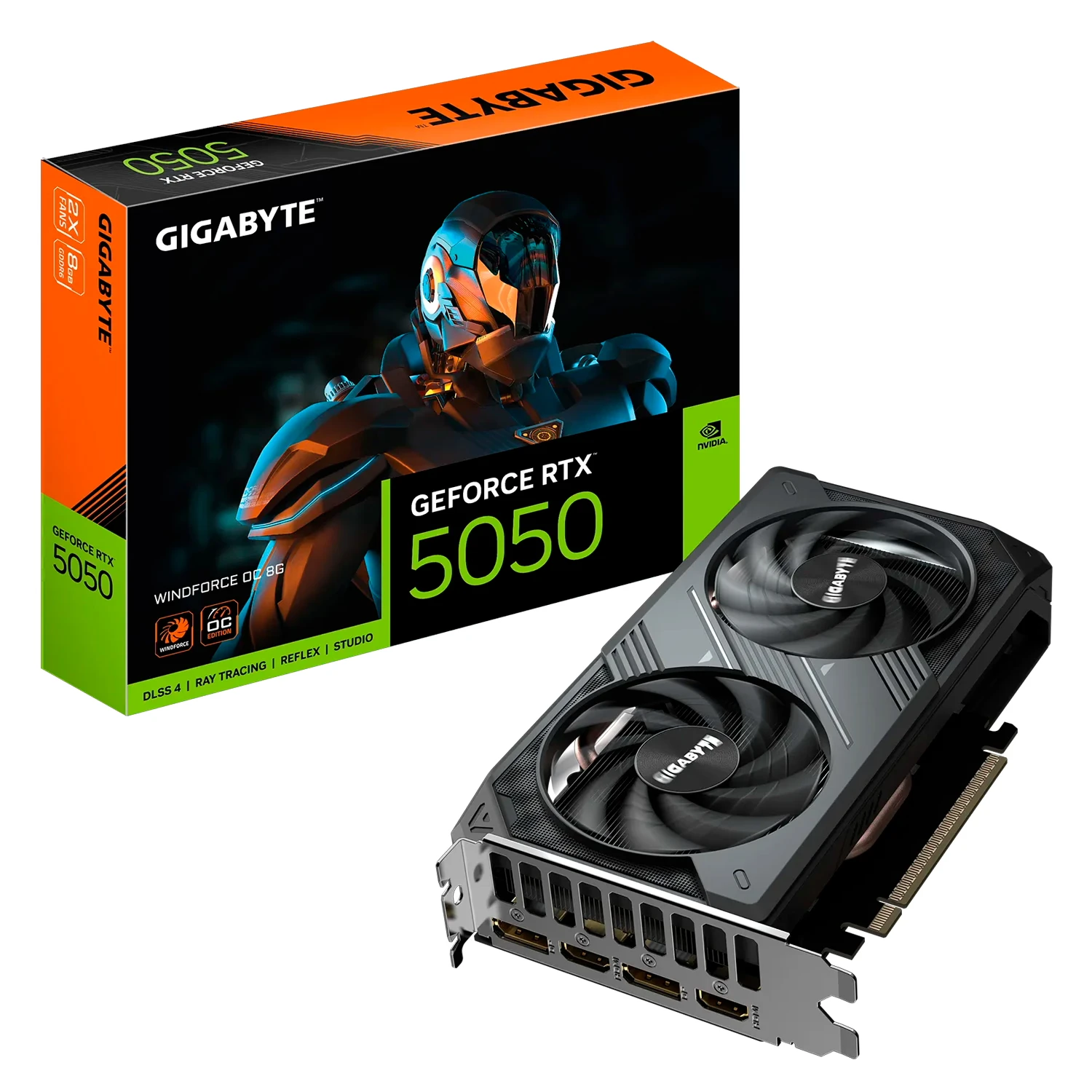Placa de Vídeo Gigabyte Windforce OC NVIDIA GeForce RTX-5050 8GB GDDR6 - GV-N5050WF2OC-8GD