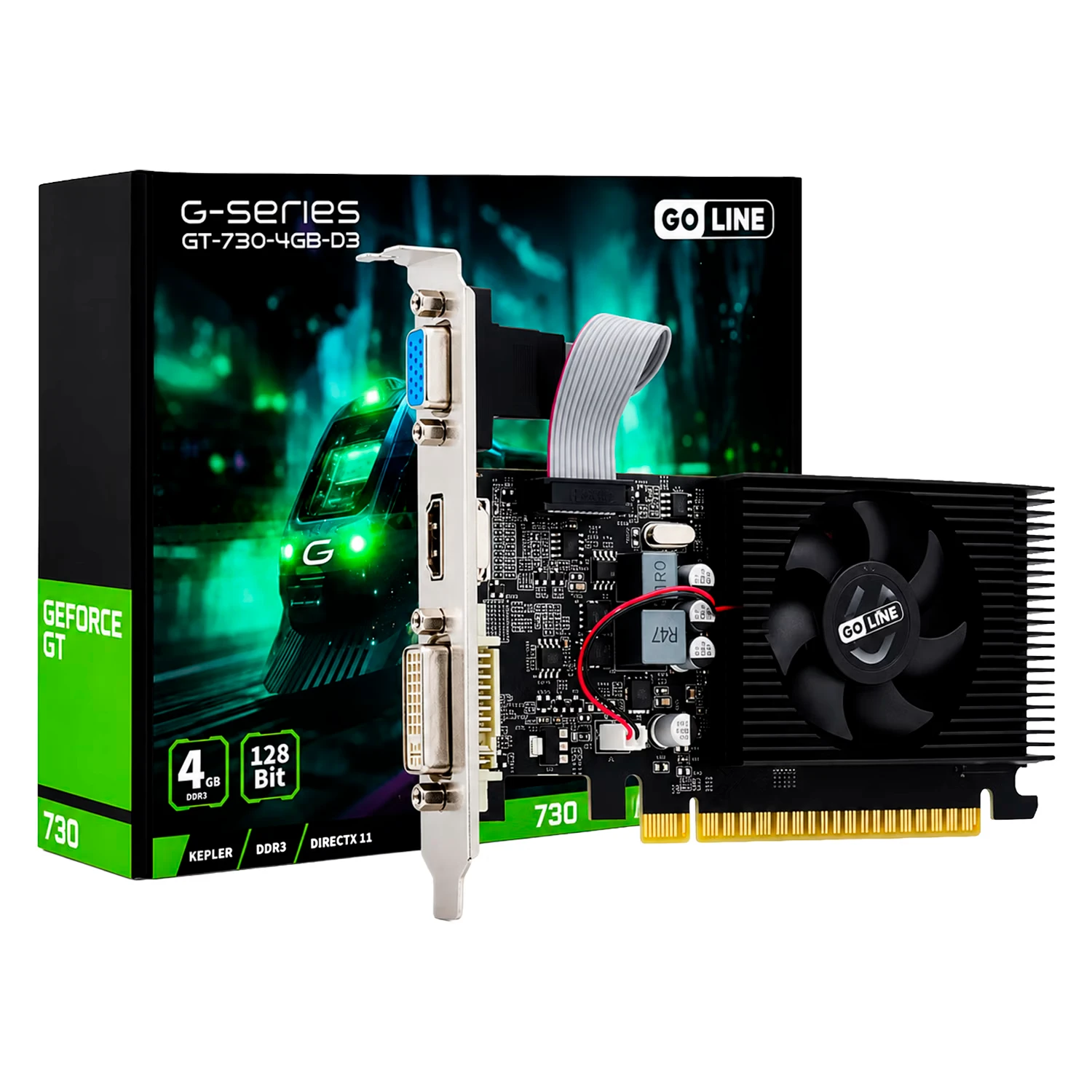 Placa de Vídeo Goline GeForce GT-730 4GB DDR5 - GL-GT730-4GB-D5