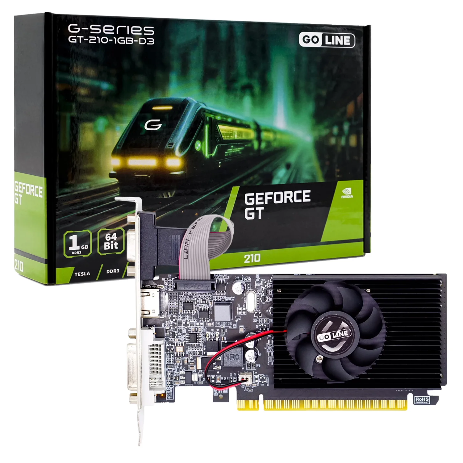 Placa de Vídeo Goline GT210 NVIDIA GeForce GT210 1GB GDDR3 - GT-210-1GB-D3 (1 Ano de Garantia)