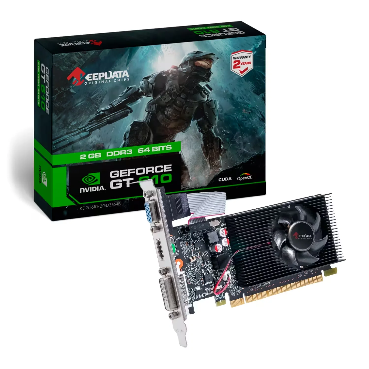 Placa de Vídeo Keepdata GEF GT610 NVIDIA GeForce GT610 2GB DDR3