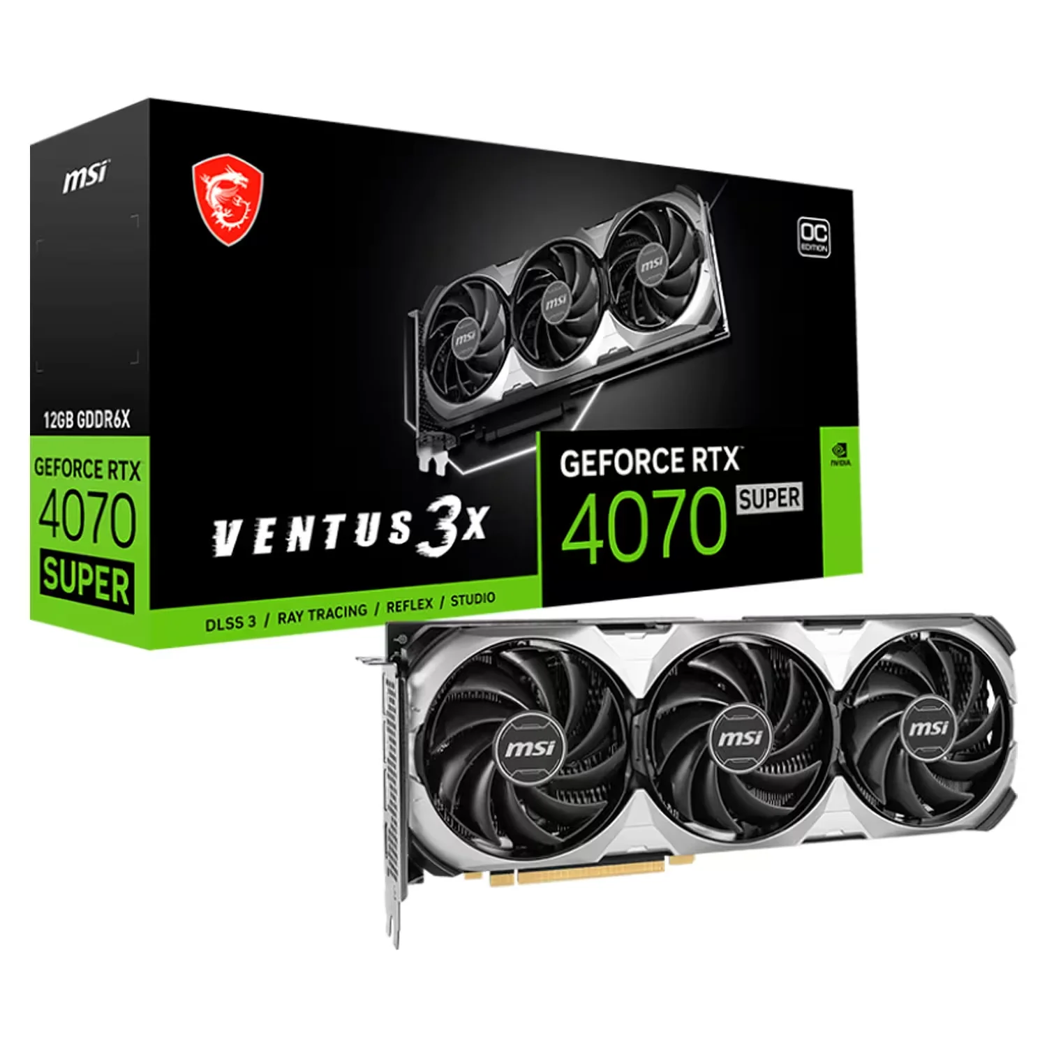 Placa de Vídeo MSI Super Ventus 3X OC NVIDIA GeForce RTX 4070 12GB GDDR6X - 912-V513-643