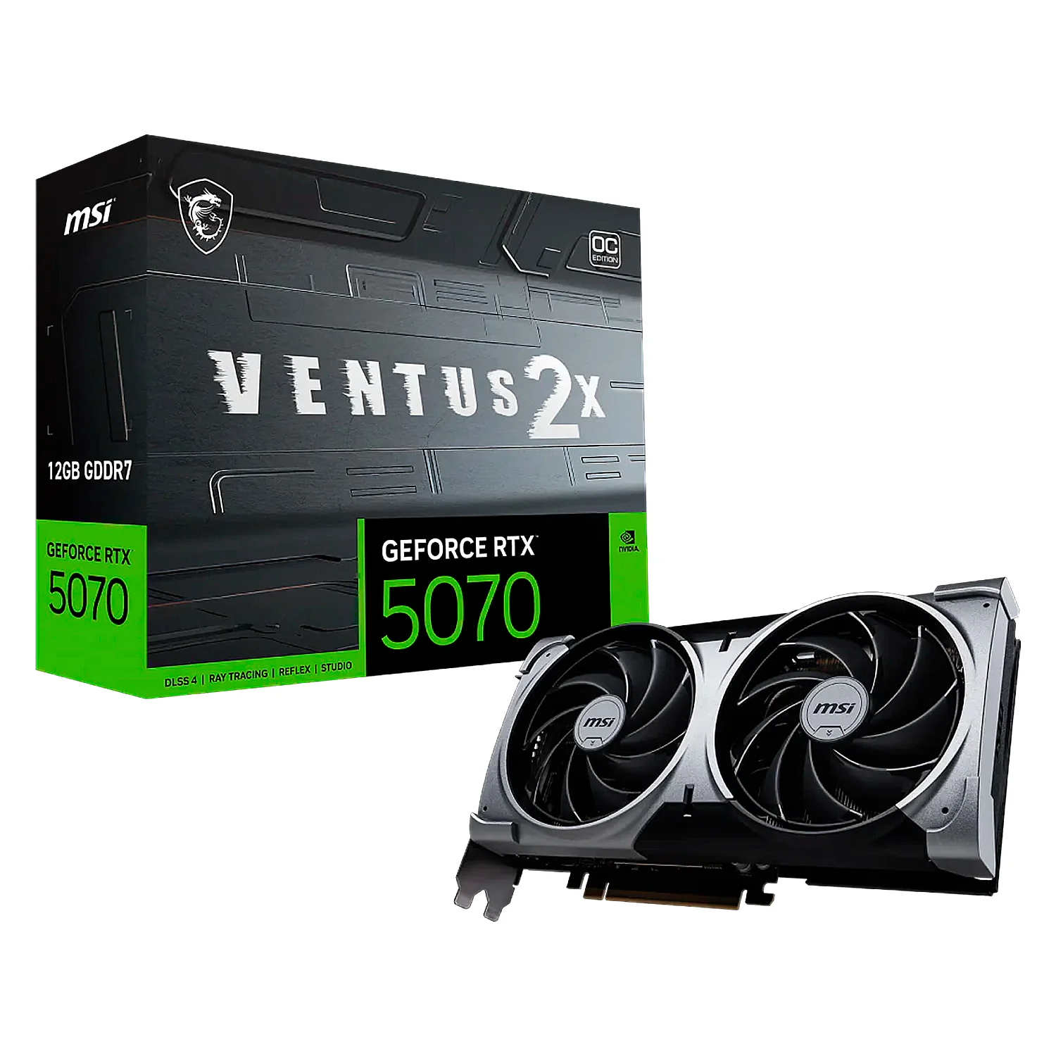 Placa de Vídeo MSI Ventus 2X OC NVIDIA GeForce RTX-5070 12GB GDDR7 - 912-V532