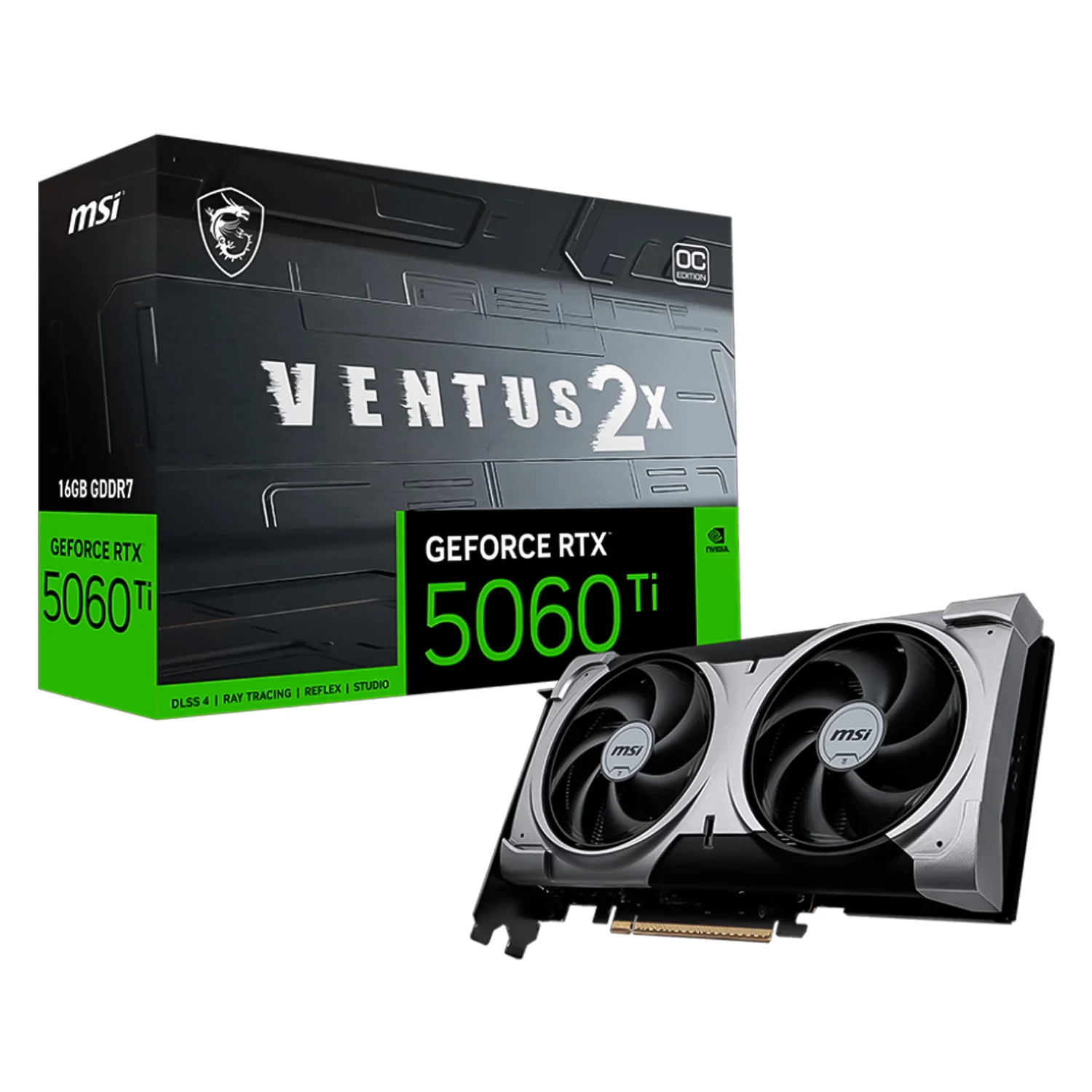Placa de Video MSI Ventus 2X Plus NVIDIA GeForce RTX 5060 Ti 16GB GDDR7 - V535-027