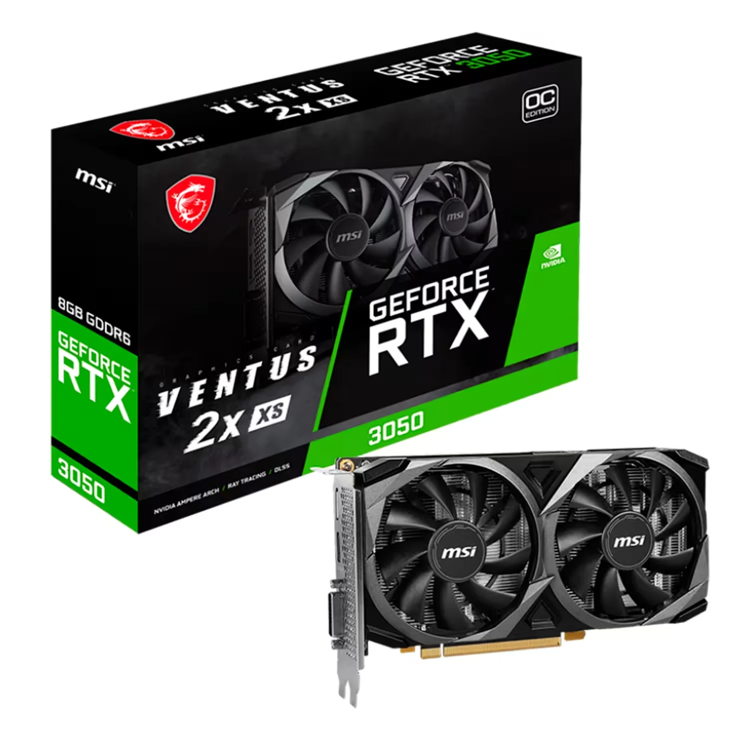 Placa de Vídeo MSI Ventus 2X XS OC NVIDIA GeForce RTX-3050 8GB  GDDR6 - 912-V809-4266