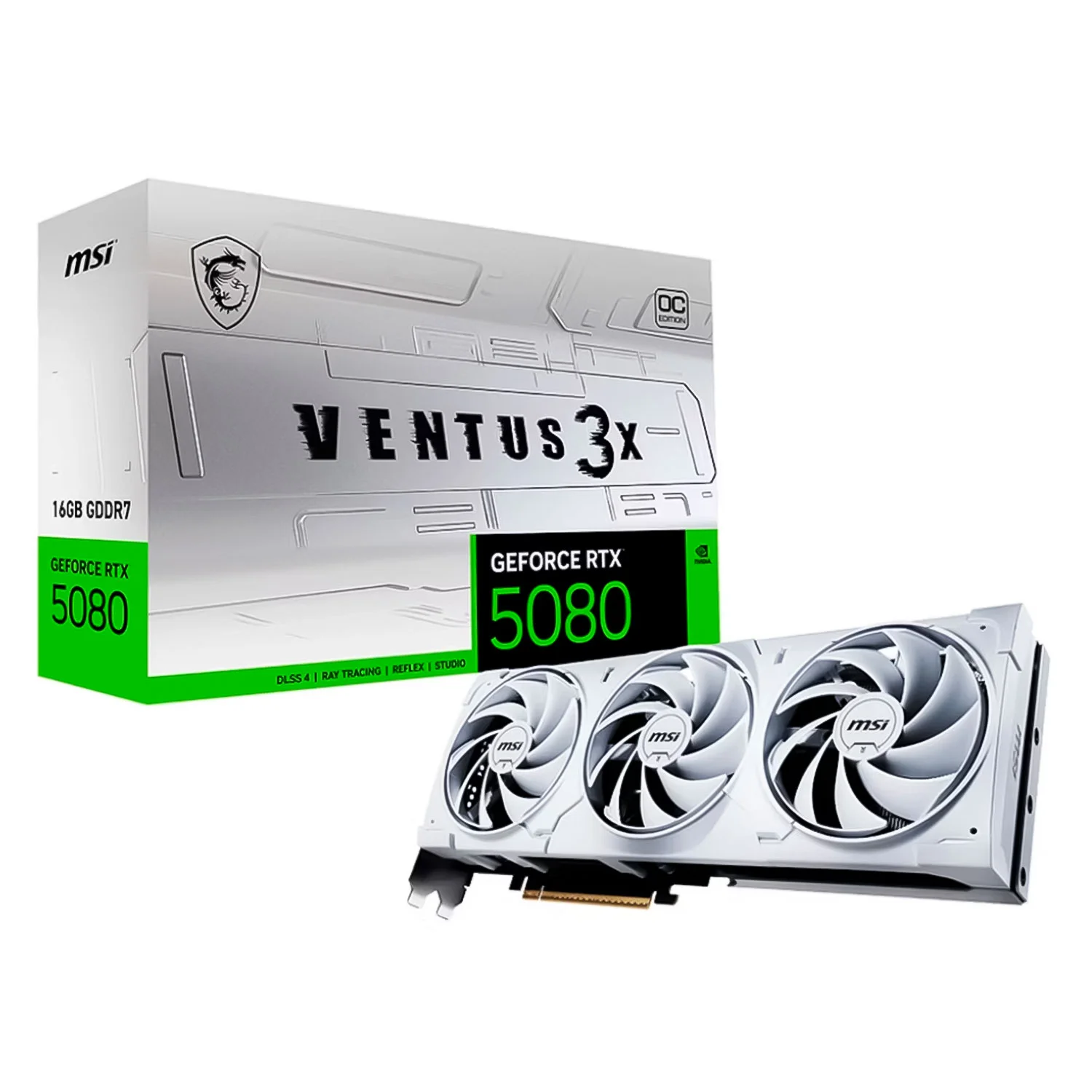Placa de Vídeo MSI Ventus 3X OC White NVIDIA GeForce RTX 5080 16GB GDDR7 - 912-V531