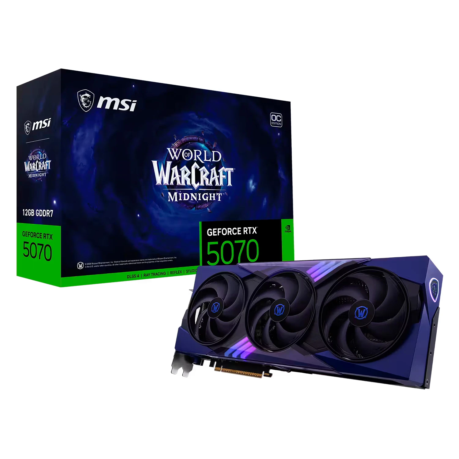 Placa de Vídeo MSI World of Warcraft Midnight Void Edition OC NVIDIA GeForce RTX-5070 12GB GDDR7 - 507012WMVEC