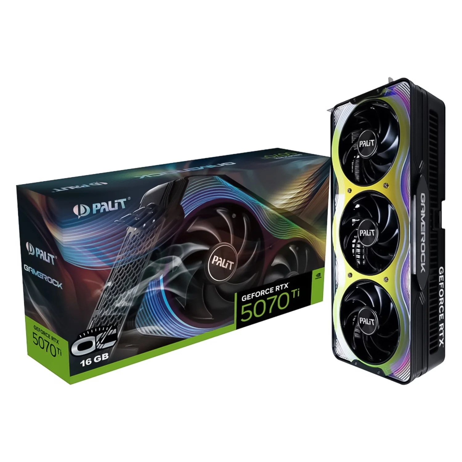 Placa de Vídeo Palit GameRock OC Edition NVIDIA GeForce RTX-5070Ti 16GB GDDR7 - NE7507TH19T2-GB2030