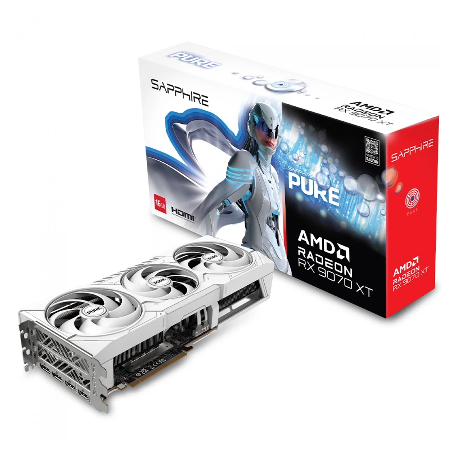 Placa de Vídeo Sapphire Pure Gaming OC AMD Radeon RX-9070 XT 16GB GDDR6 11348-02-20G W