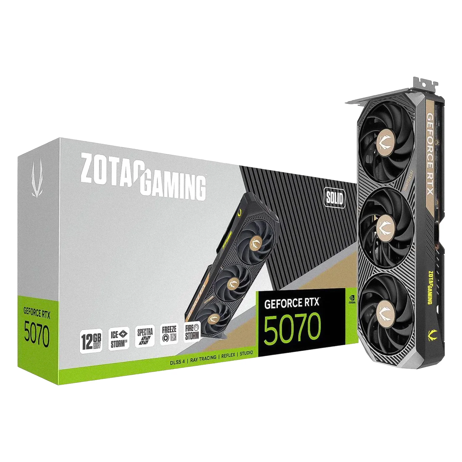 Placa de Vídeo Zotac Gaming Solid NVIDIA GeForce RTX-5070 12GB GDDR7 - ZT-B50700D-10P