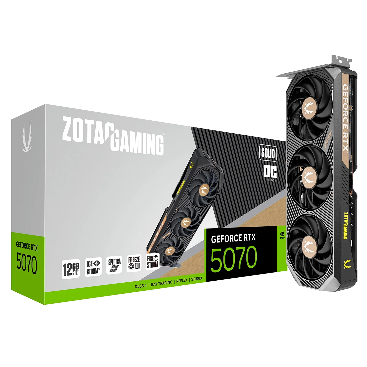Placa de Vídeo Zotac Solid OC NVIDIA GeForce RTX 5070 12GB GDDR7 - ZT-B50700J-10P