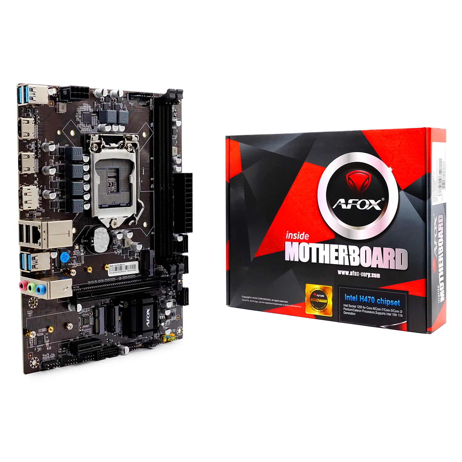 Placa Mãe Afox IH470D4-MA2-V2 DDR4 Socket LGA 1200 Chipset Intel H470 Micro ATX