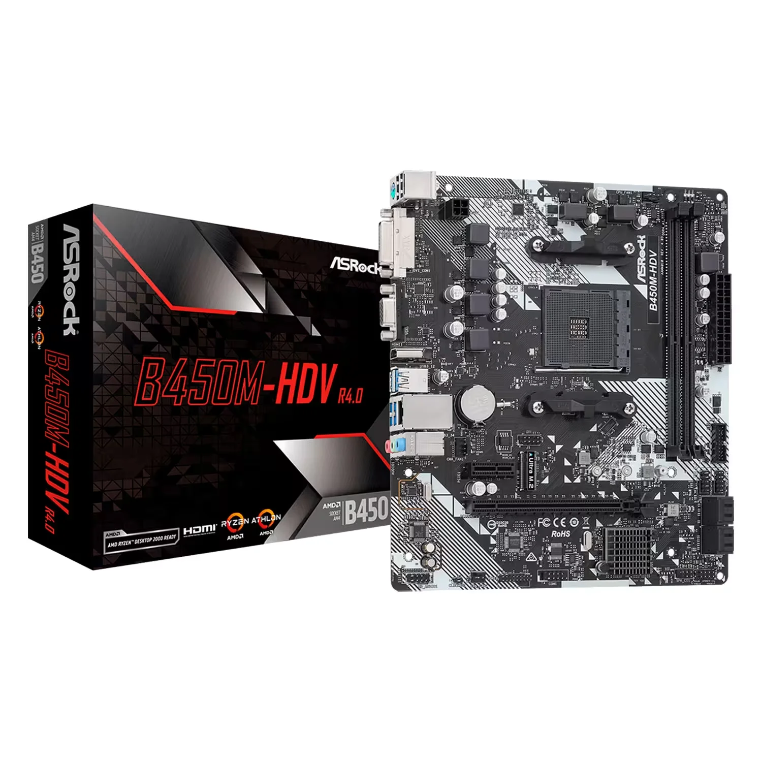 Placa Mãe Asrock B450M-HDV R4.0 DDR4 Socket AM4 Chipset AMD Promontório B450 Micro ATX