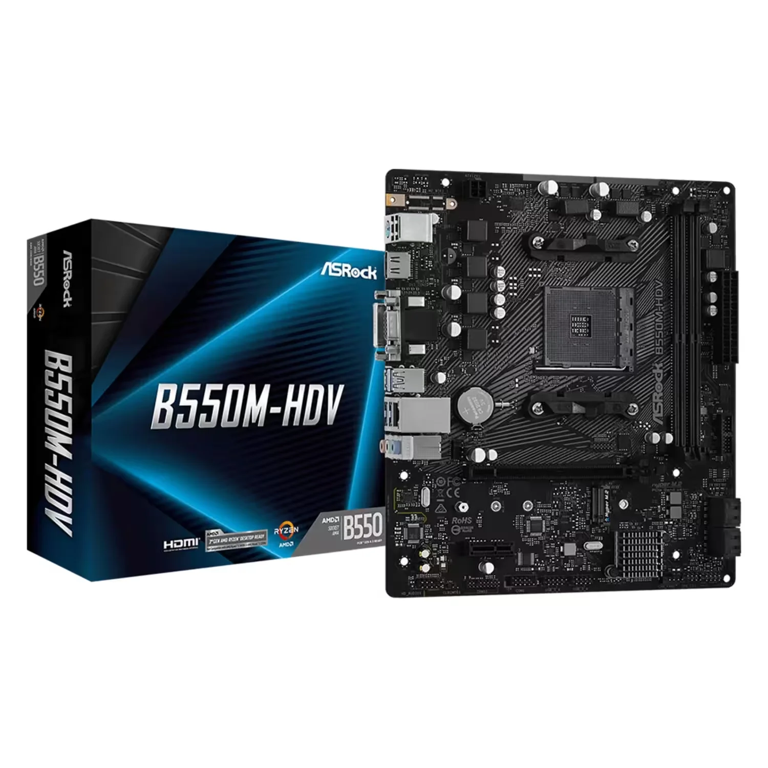 Placa Mãe Asrock B550M-HDV OC DDR4 Socket AM4 Chipset AMD B550 Micro ATX