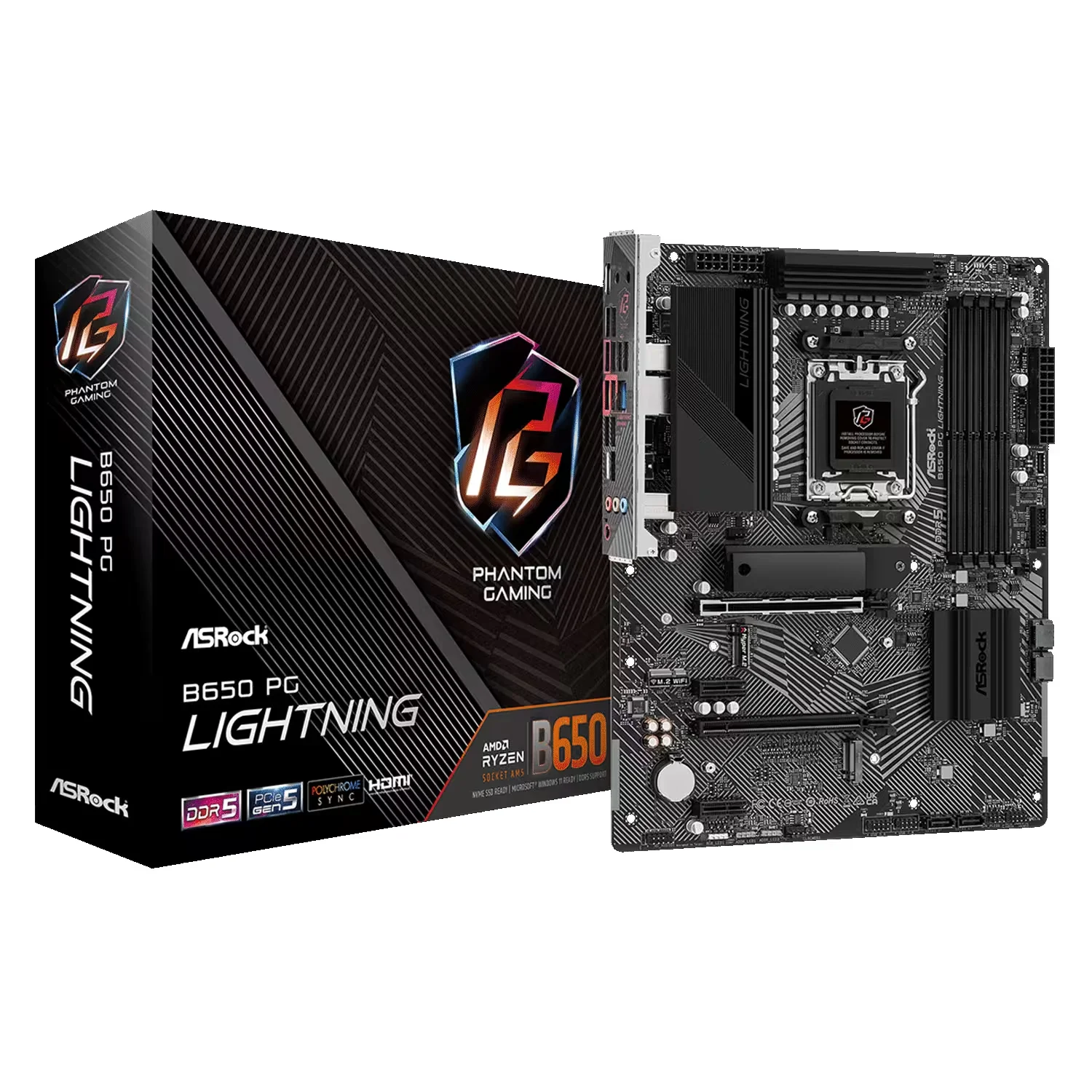 Placa Mãe ASRock B650 PG Lightning Socket AM5 Chipset AMD B650 DDR5 ATX