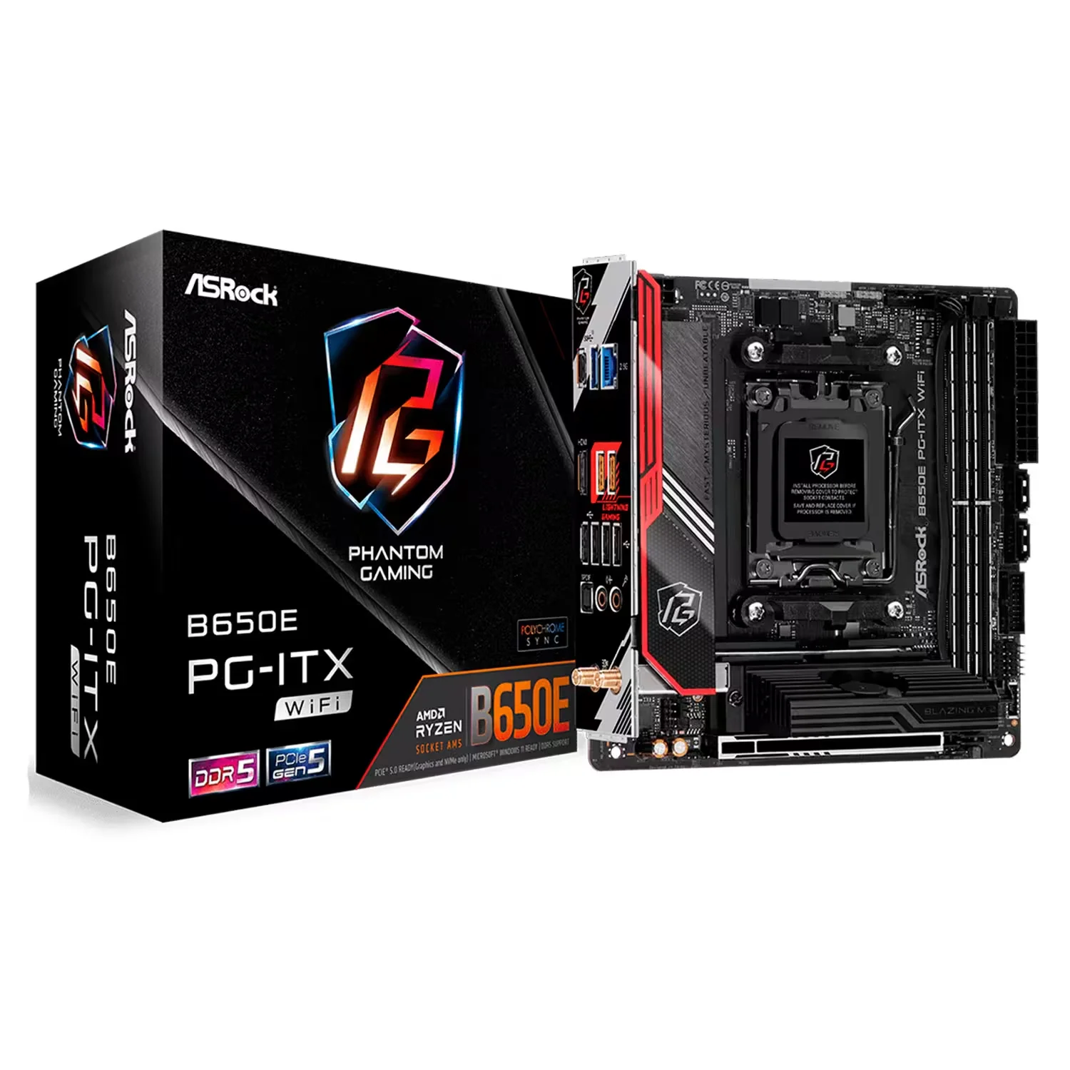 Placa Mãe ASRock B650E PG-ITX WiFi 2XDDR5 Socket AM5 Chipset AMD B650 Mini ITX