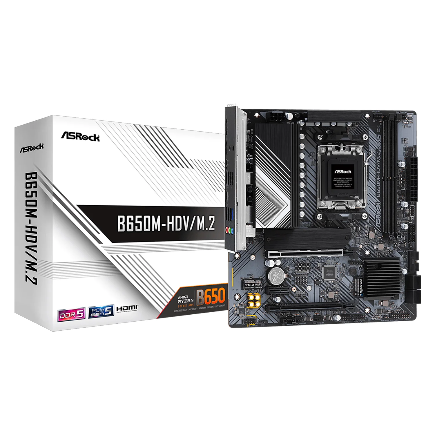 Placa Mãe Asrock B650M-HDV/M.2 White DDR5 Socket AM5 Chipset AMD B650 Micro ATX