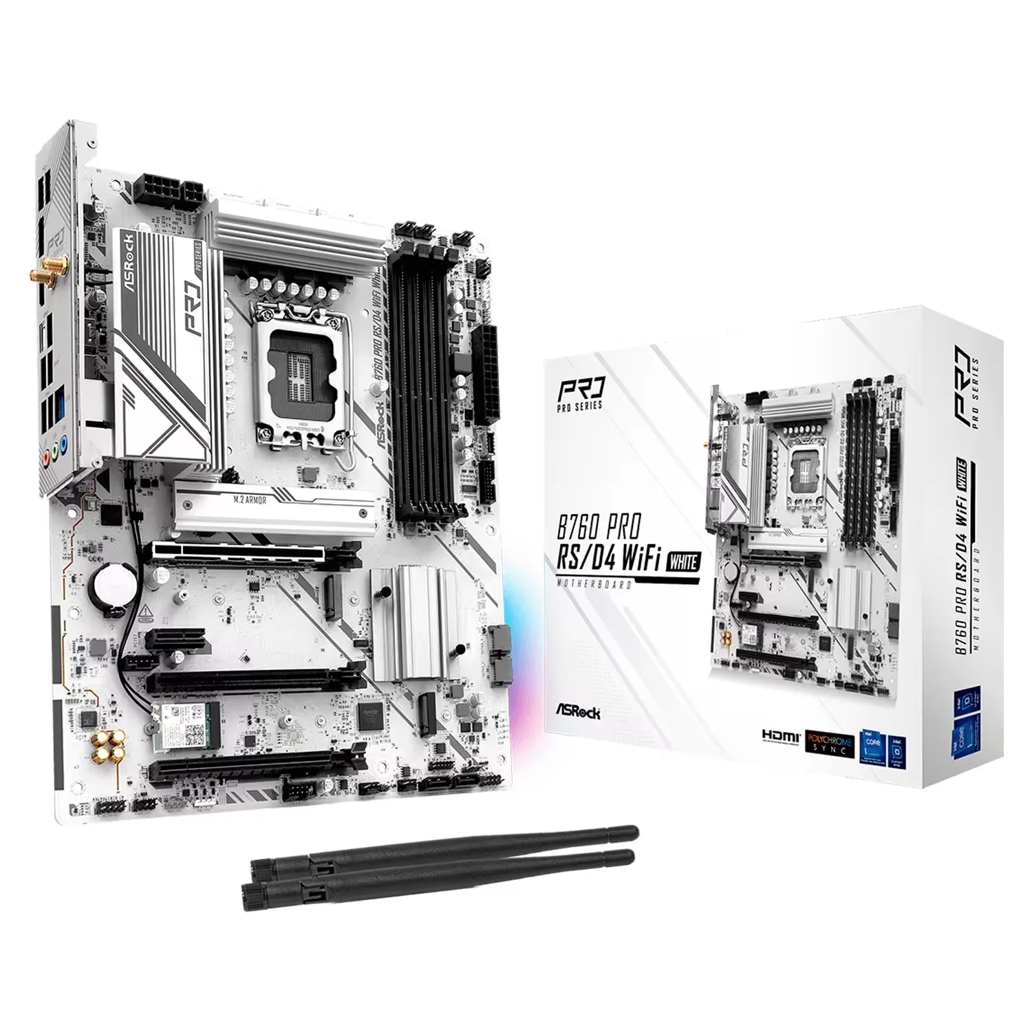Placa Mãe ASRock B760 Pro RS/D4 WiFi White 4XDDR4 Socket LGA 1700 Chipset Intel B760 ATX