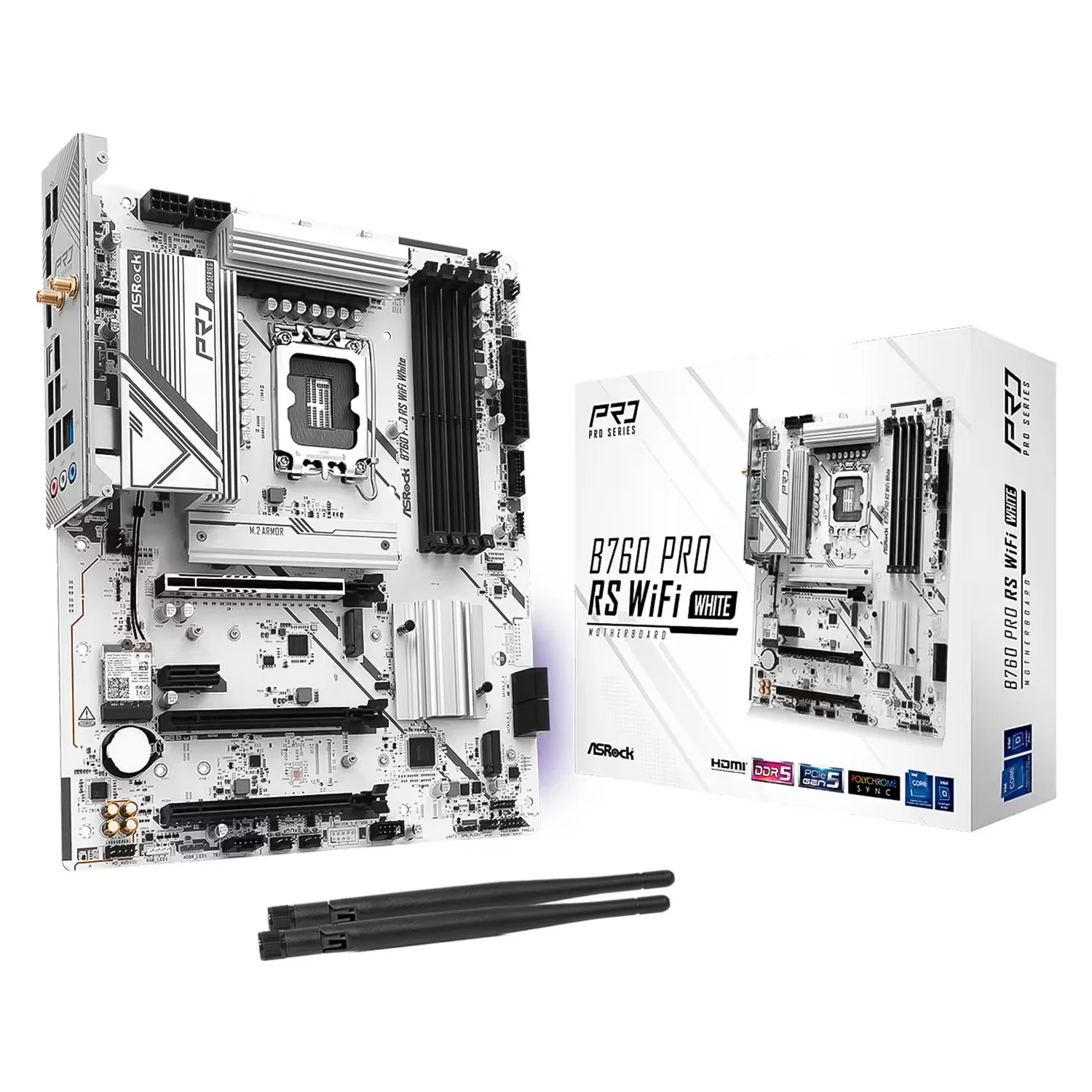 Placa Mãe ASRock B760 Pro RS WiFi White DDR5 Socket LGA 1700 Chipset Intel B760 ATX