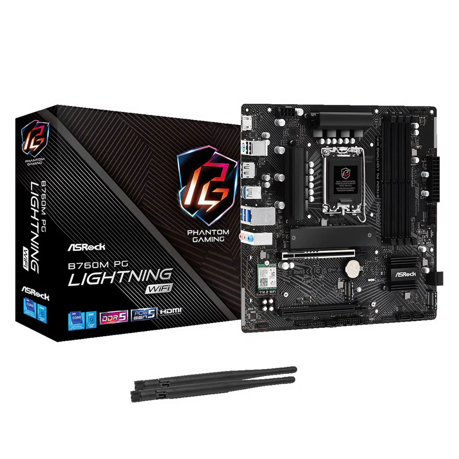 Placa Mãe Asrock B760M PG Lightning WiFi DDR5 Socket LGA 1700 Chipset Intel B760 Micro ATX