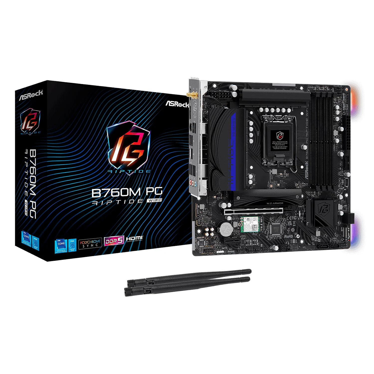 Placa Mãe Asrock B760M PG Riptide WiFi DDR5 Socket LGA 1700 Chipset Intel B760 Micro ATX
