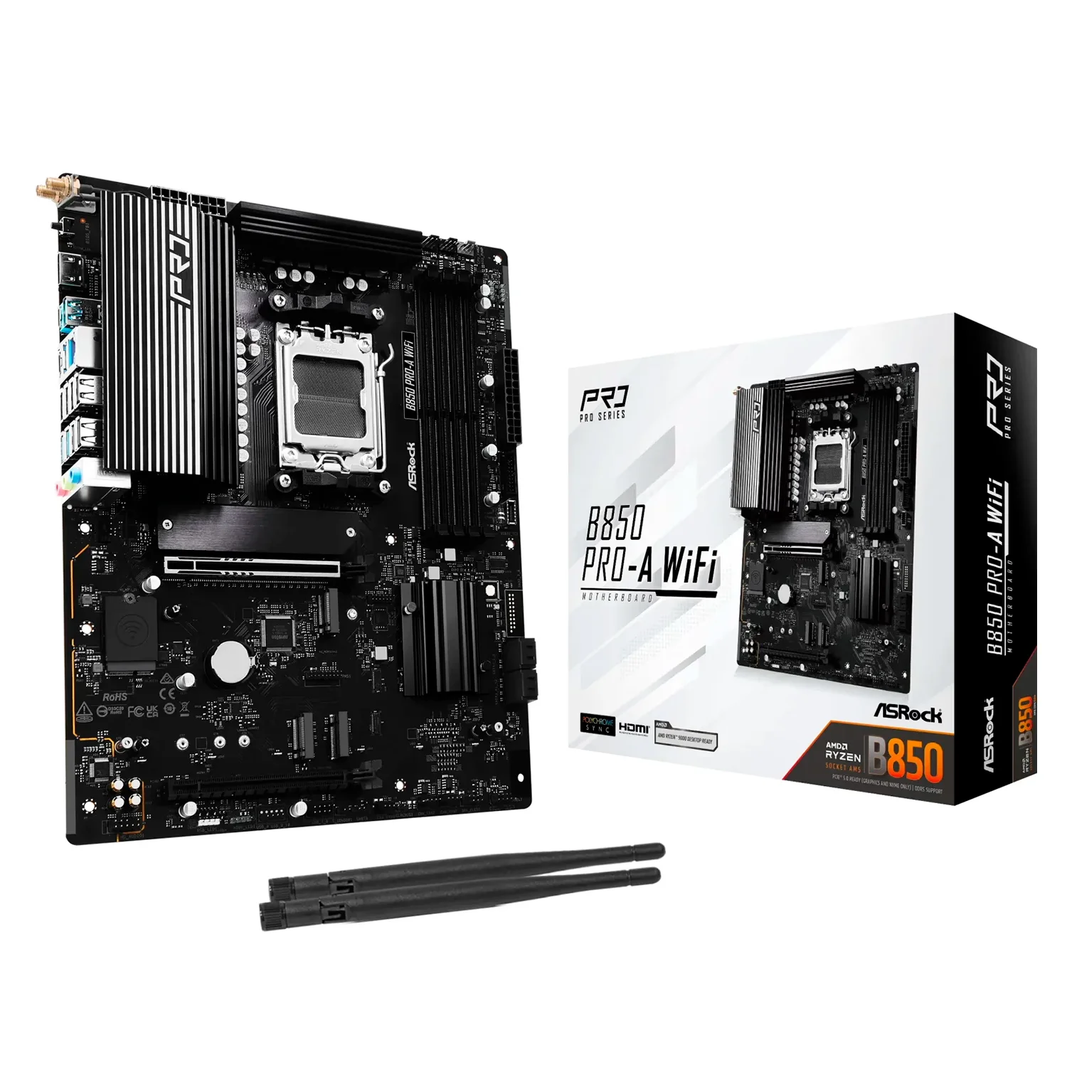 Placa Mãe ASRock B850 Pro-A WiFi DDR5 Socket AM5 Chipset AMD B850 Micro ATX