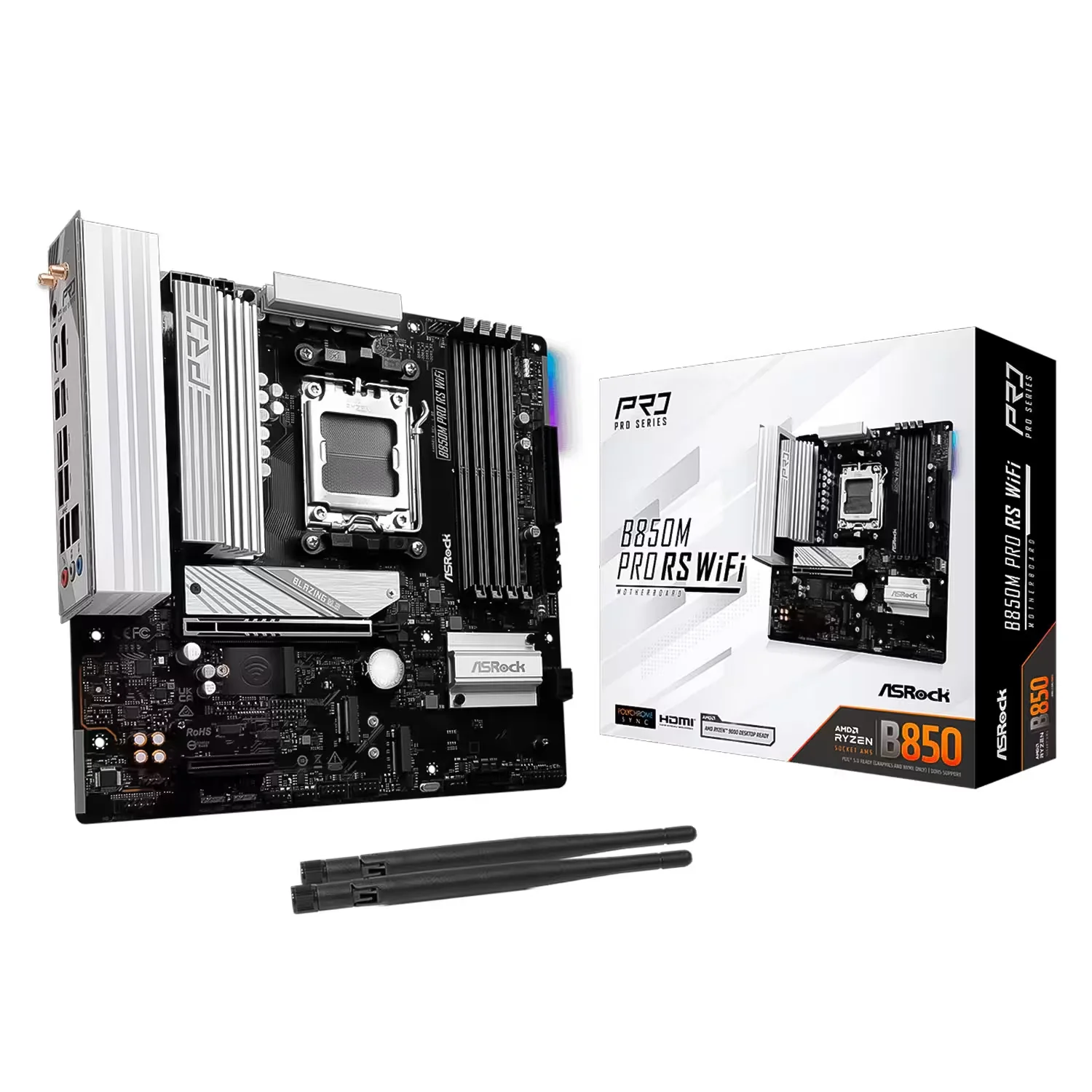 Placa Mãe ASRock B850M Pro RS WiFi 4XDDR5 Socket AM5 Chipset AMD B850 Micro ATX