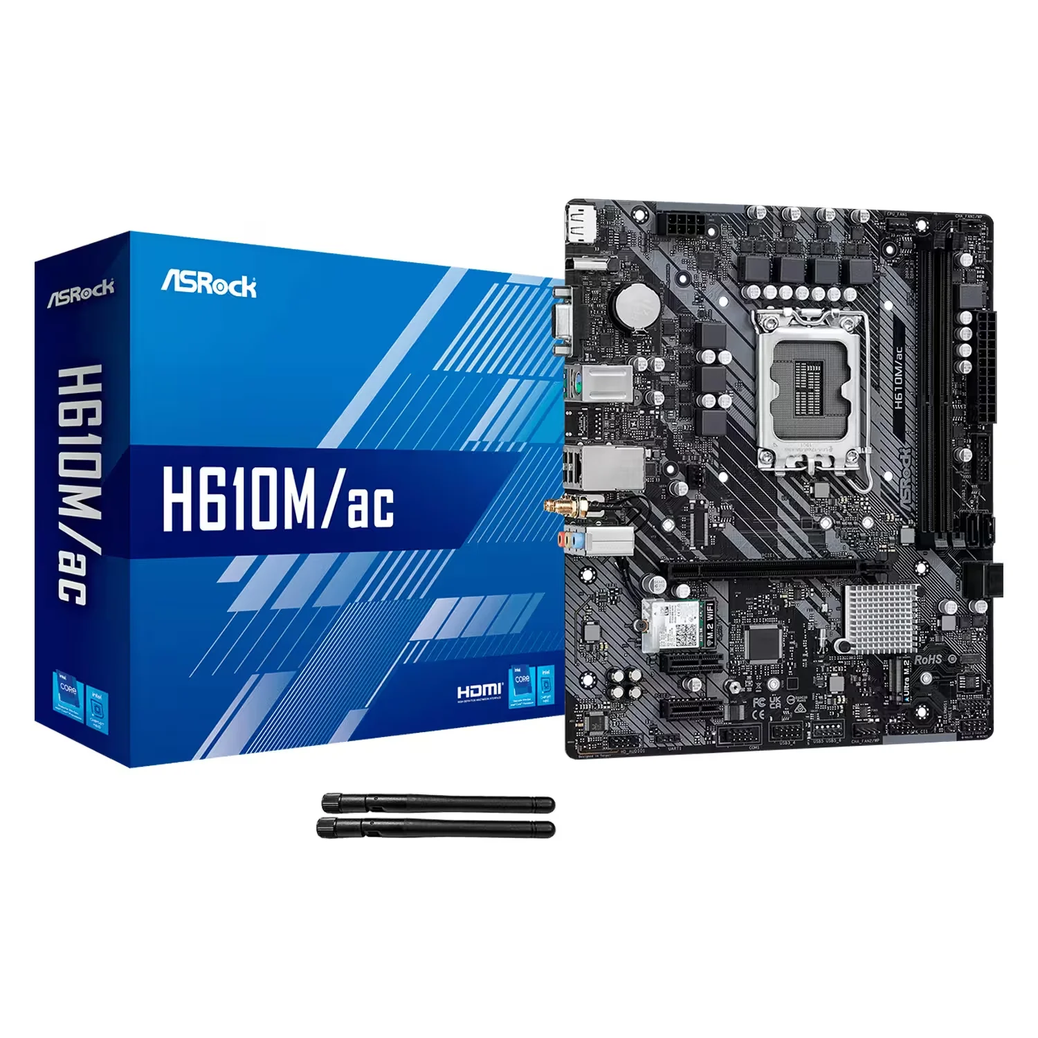 Placa Mãe ASRock H610M/ac 2XDDR4 Socket LGA 1700 Chipset Intel H610 ATX