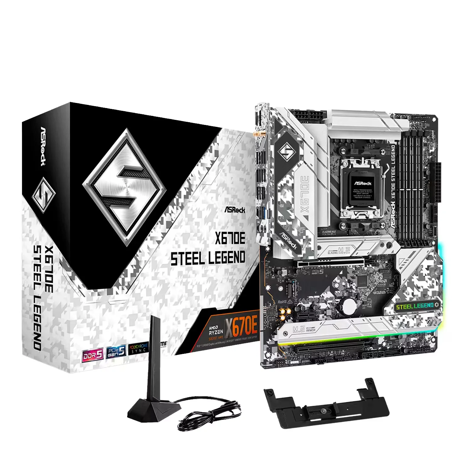 Placa Mãe ASRock X670E Steel Legend WiFi DDR5 Chipset X670 AMD AM5 ATX