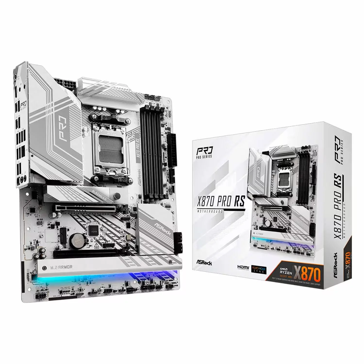 Placa Mãe ASRock X870 Pro RS 4XDDR5 Socket AM5 Chipset AMD X870 ATX