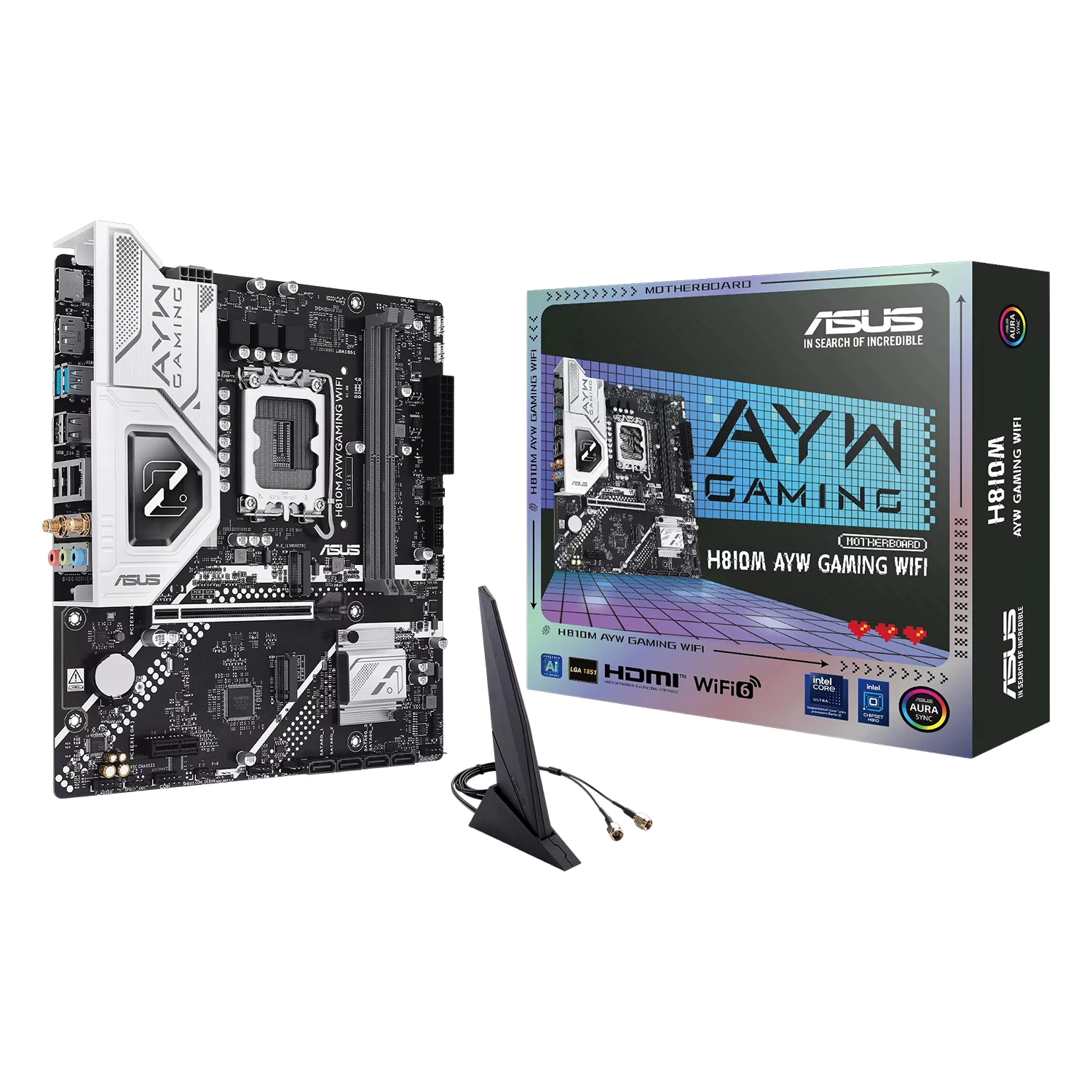 Placa Mãe Asus H810M AYW Gaming WiFi DDR5 Socket LGA 1851 Chipset H810 micro-ATX