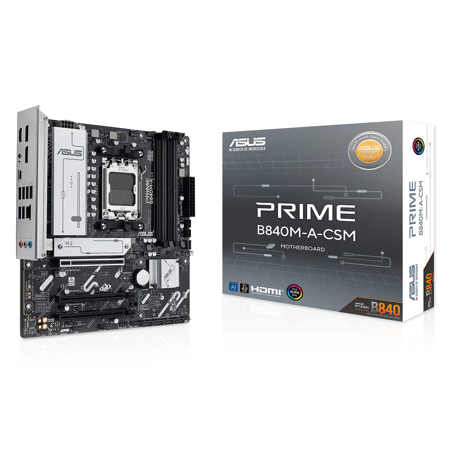 Placa Mãe Asus Prime B840M-A-CSM Socket AM5 Chipset AMD B840 DDR5 ATX