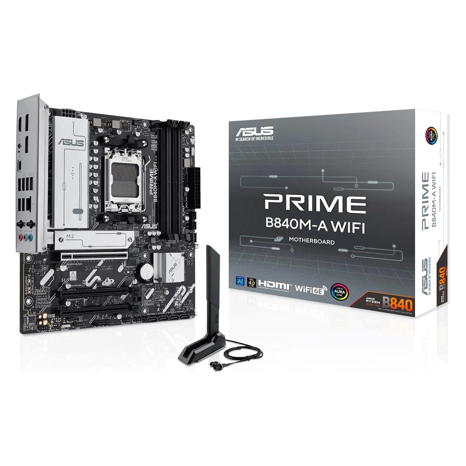 Placa Mãe Asus Prime B840M-A WiFi 4XDDR5 Socket AM5 Chipset AMD B840 Micro ATX