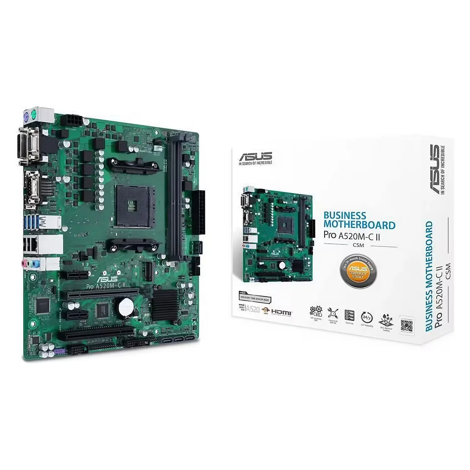 Placa Mãe Asus Pro A520M-C II/CSM Socket AM4 Chipset AMD A520 DDR4 Micro ATX