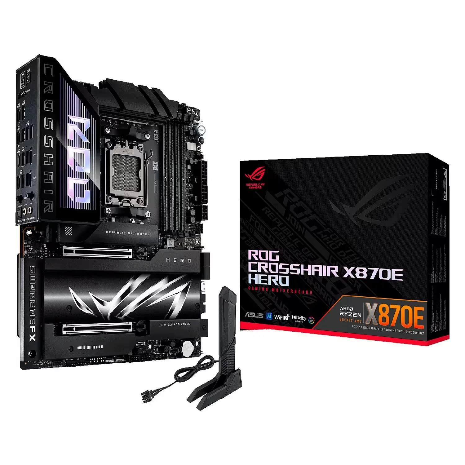 Placa Mãe Asus Rog Crosshair X870E Hero WiFi DDR5 Socket AMD AM5 Chipset AMD X870E ATX
