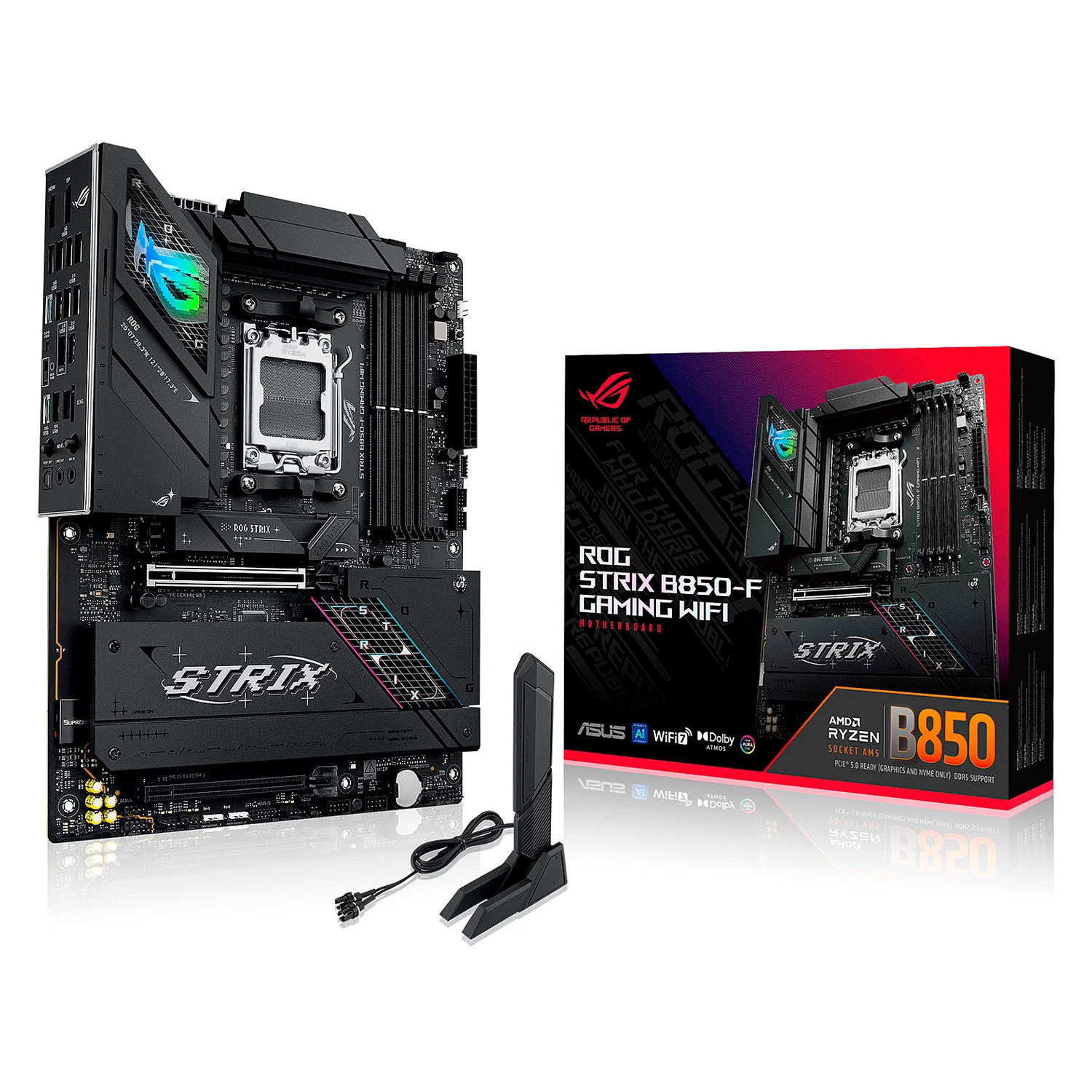 Placa Mãe Asus Rog Strix B850-F Gaming WiFi DDR5 Socket AM5 Chipset AMD B850 ATX