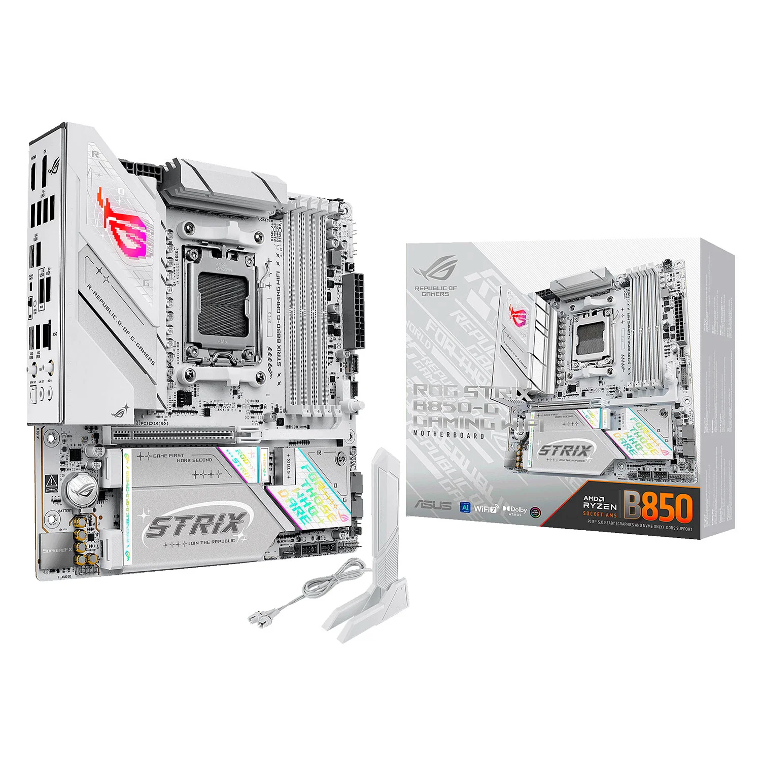 Placa Mãe Asus ROG Strix B850-G Gaming WiFi Socket AM5 Chipset AMD B850 DDR5 Micro ATX