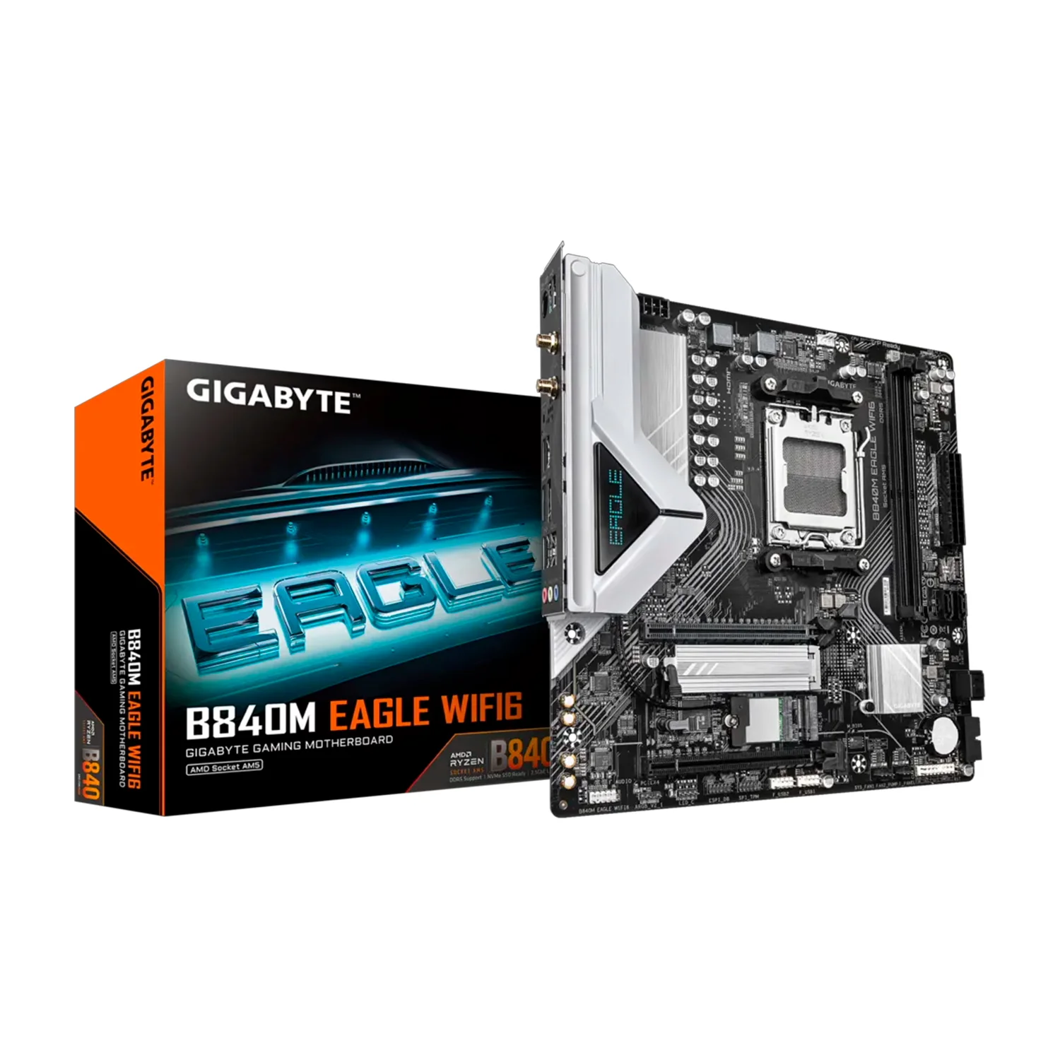 Placa Mãe Gigabyte B840M Eagle WiFi 6 DDR5 Socket AM5 Chipset AMD B840 Micro ATX