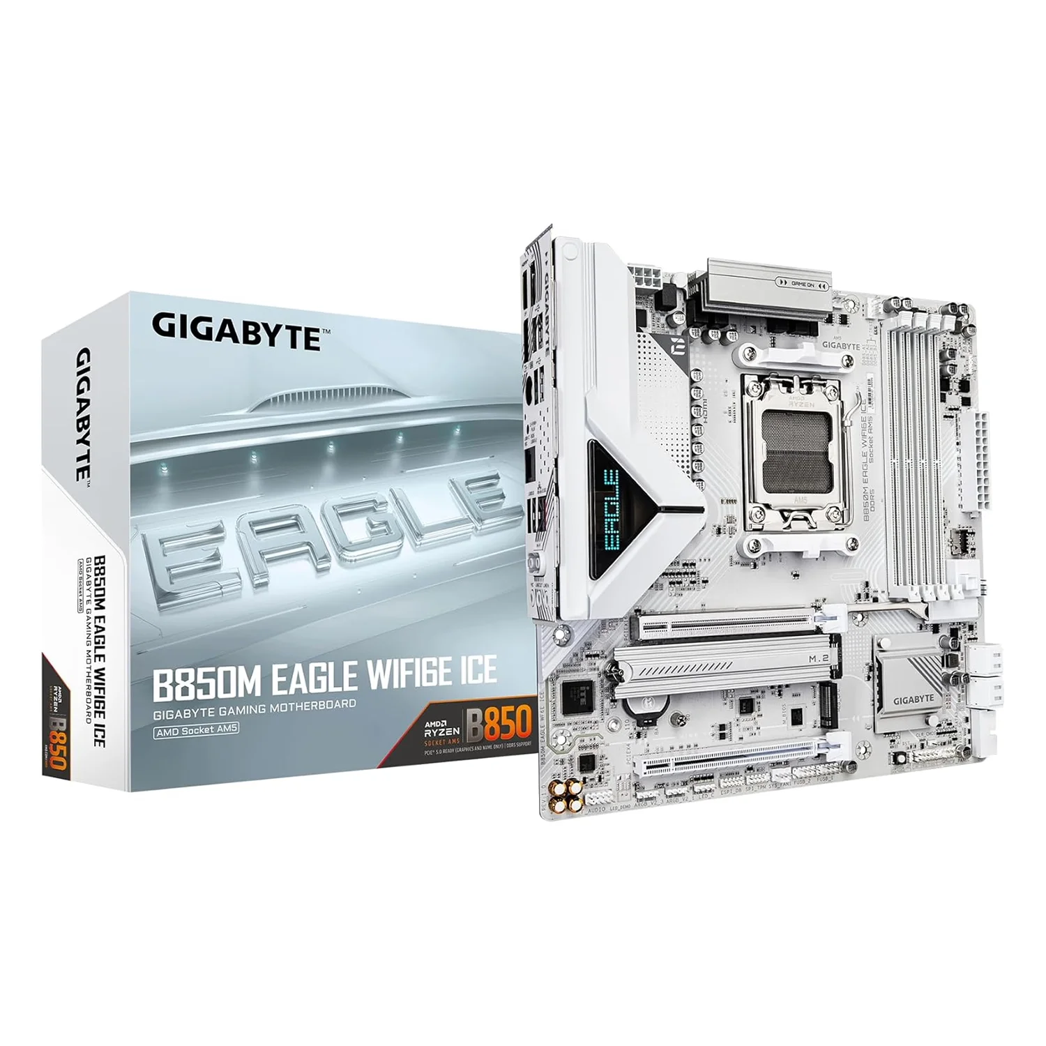 Placa Mãe Gigabyte B850M Eagle WiFi6E ICE DDR5 Socket AM5 Chipset AMD B850 Micro ATX