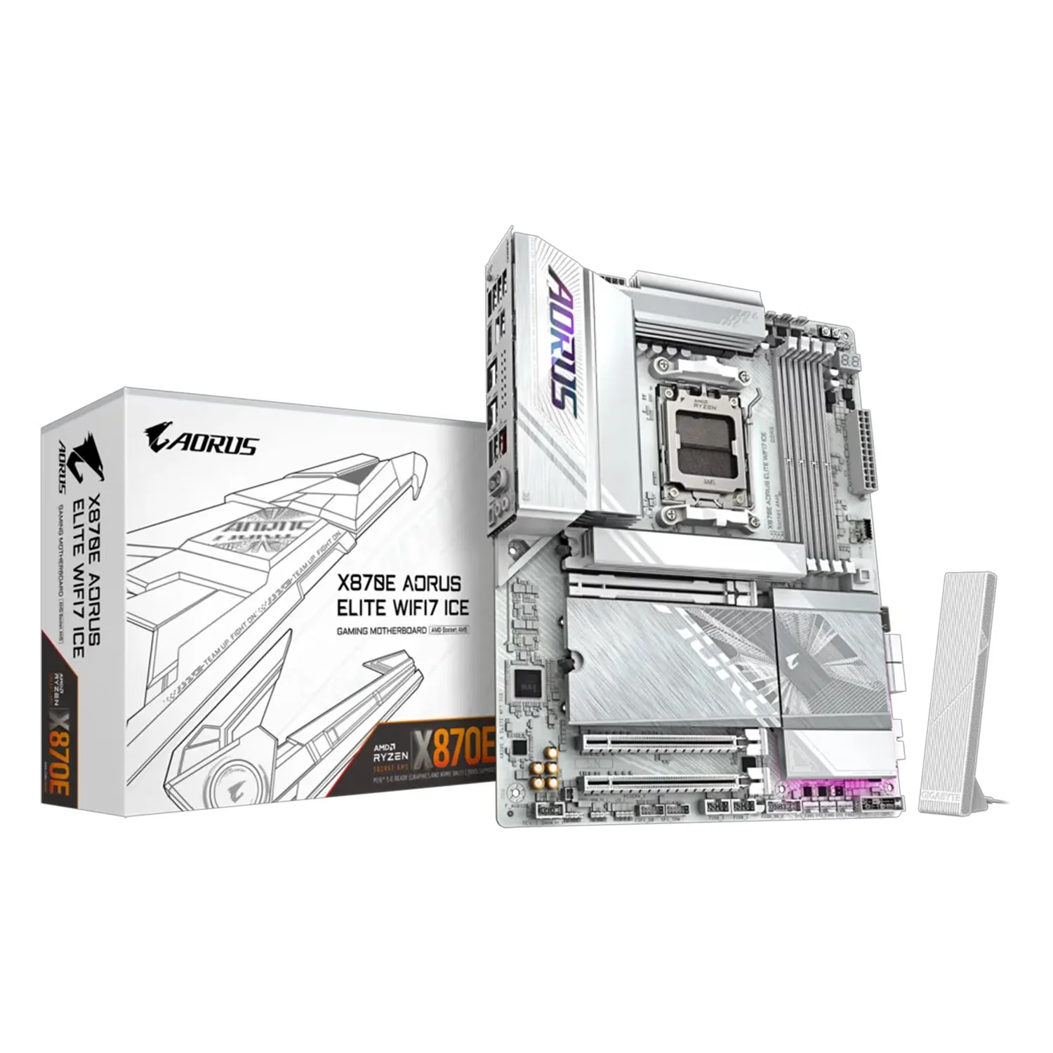 Placa Mãe Gigabyte X870E Aorus Elite WiFi 7 Ice DDR5 Socket AM5 Chipset X870 ATX