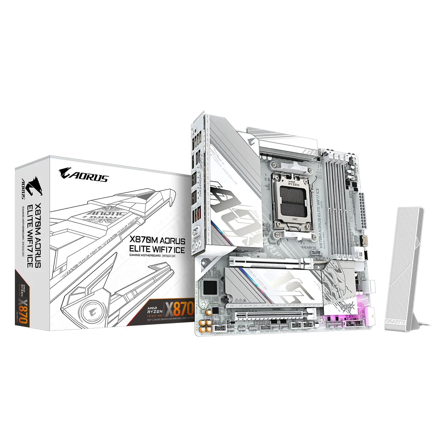 Placa Mãe Gigabyte X870M Aorus Elite WiFi7 Ice DDR5 Socket AM5 Chipset AMD X870 Micro ATX