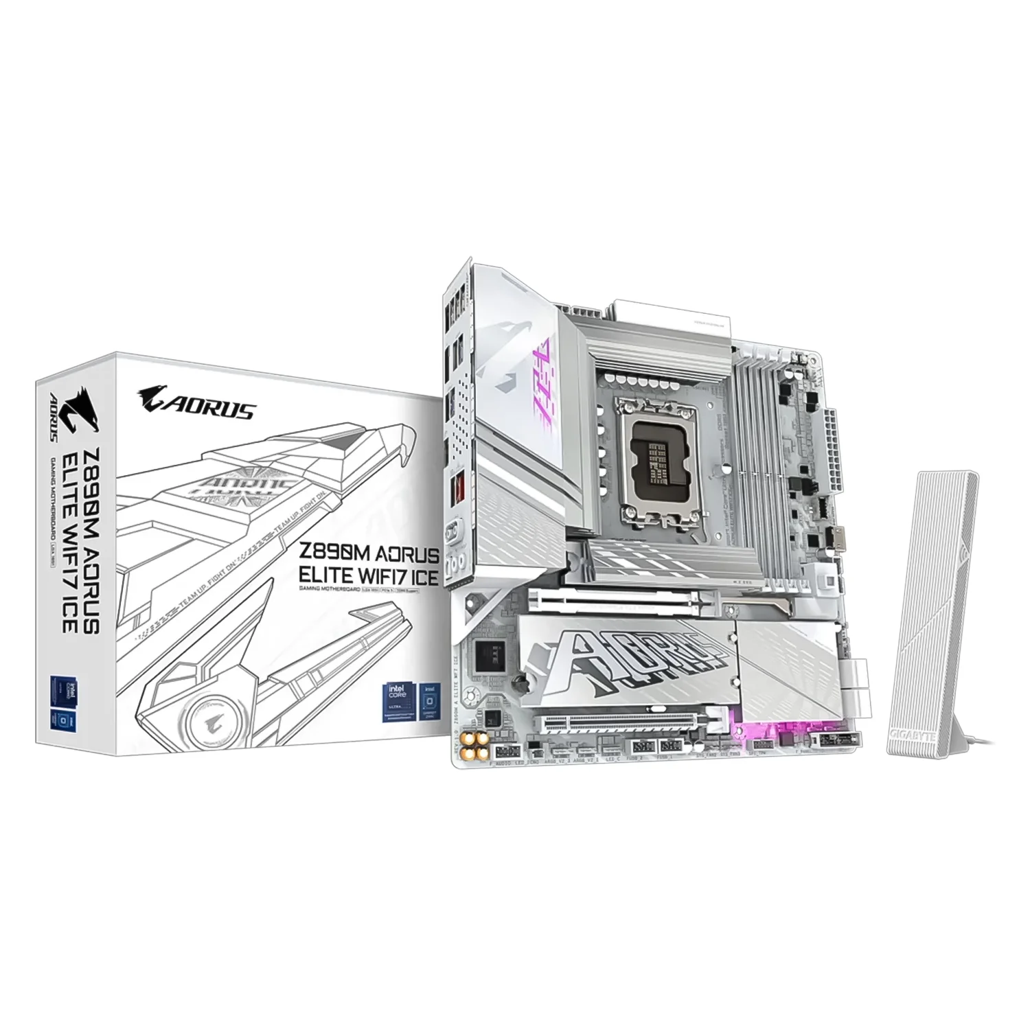 Placa Mãe Gigabyte Z890M Aorus Elite Ice WiFi 7 4XDDR5 Socket LGA 1851 Chipset Intel Z890 Micro ATX