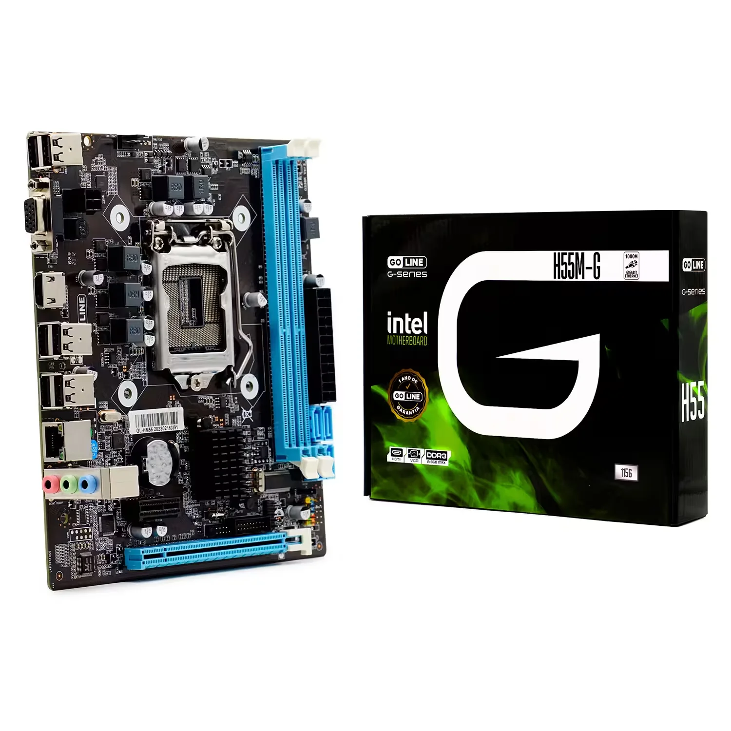 Placa Mãe Goline H55M-G DDR3 Socket LGA 1156 Chipset H55 (LAN Gigabit 1000MB) (1 Ano de Garantia)