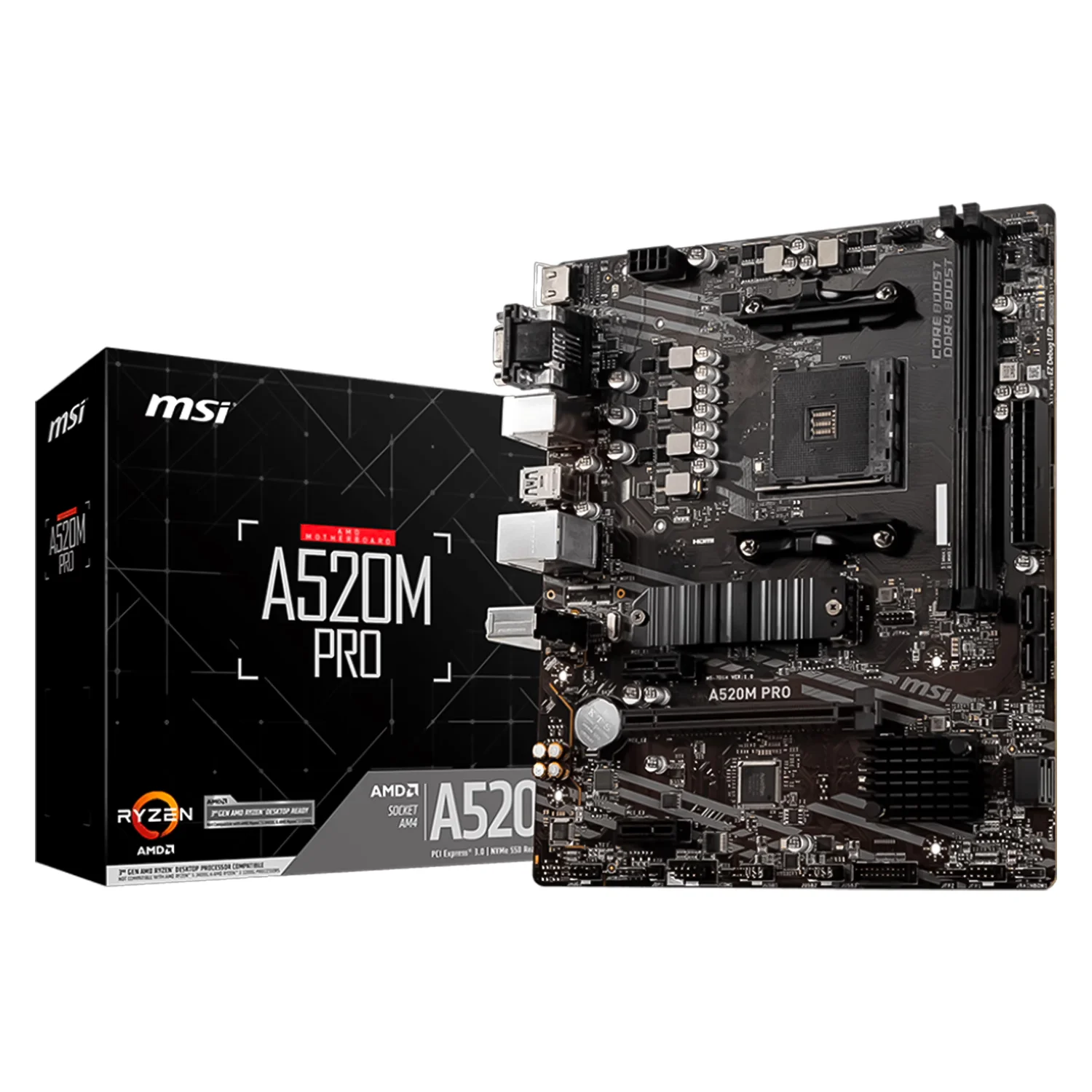 Placa Mãe MSI A520M Pro 2XDDR4 Socket AM4 Chipset AMD A520 Micro ATX
