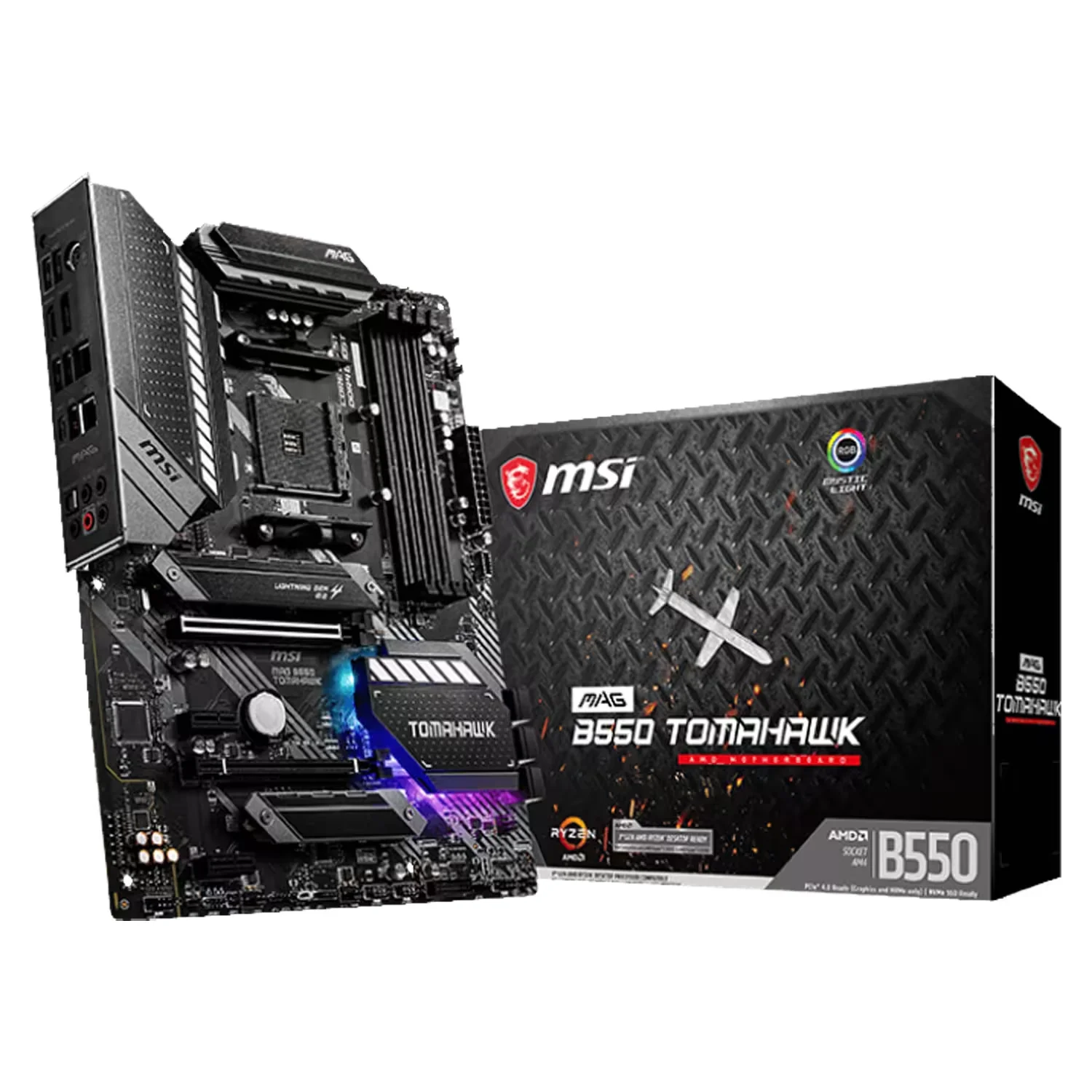 Placa Mãe MSI B550 MAG Tomahawk DDR4 Socket AM4 Chipset AMD B550 ATX