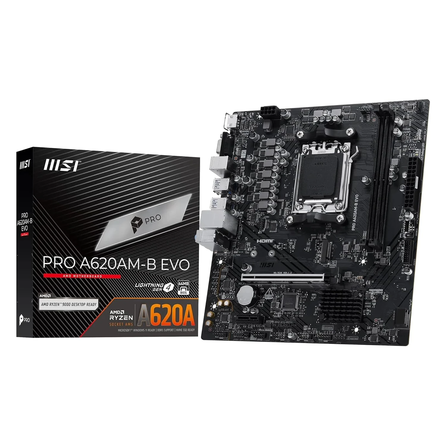 Placa Mãe MSI Pro A620AM-B Evo DDR5 Socket AM5 Chipset A620A Micro ATX