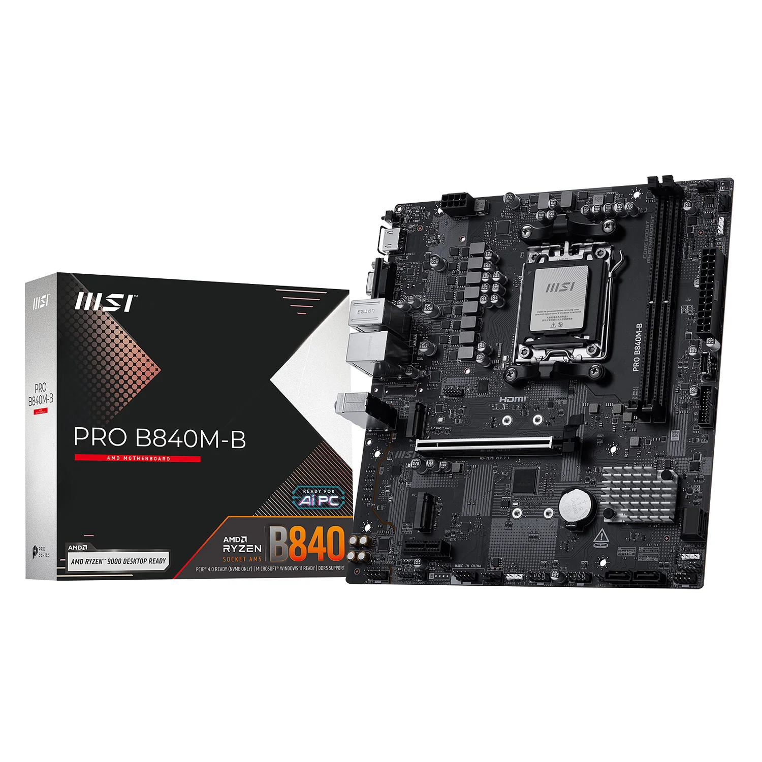 Placa Mãe MSI Pro B840M-B DDR5 Socket AMD AM5 Chipset B840 Micro ATX